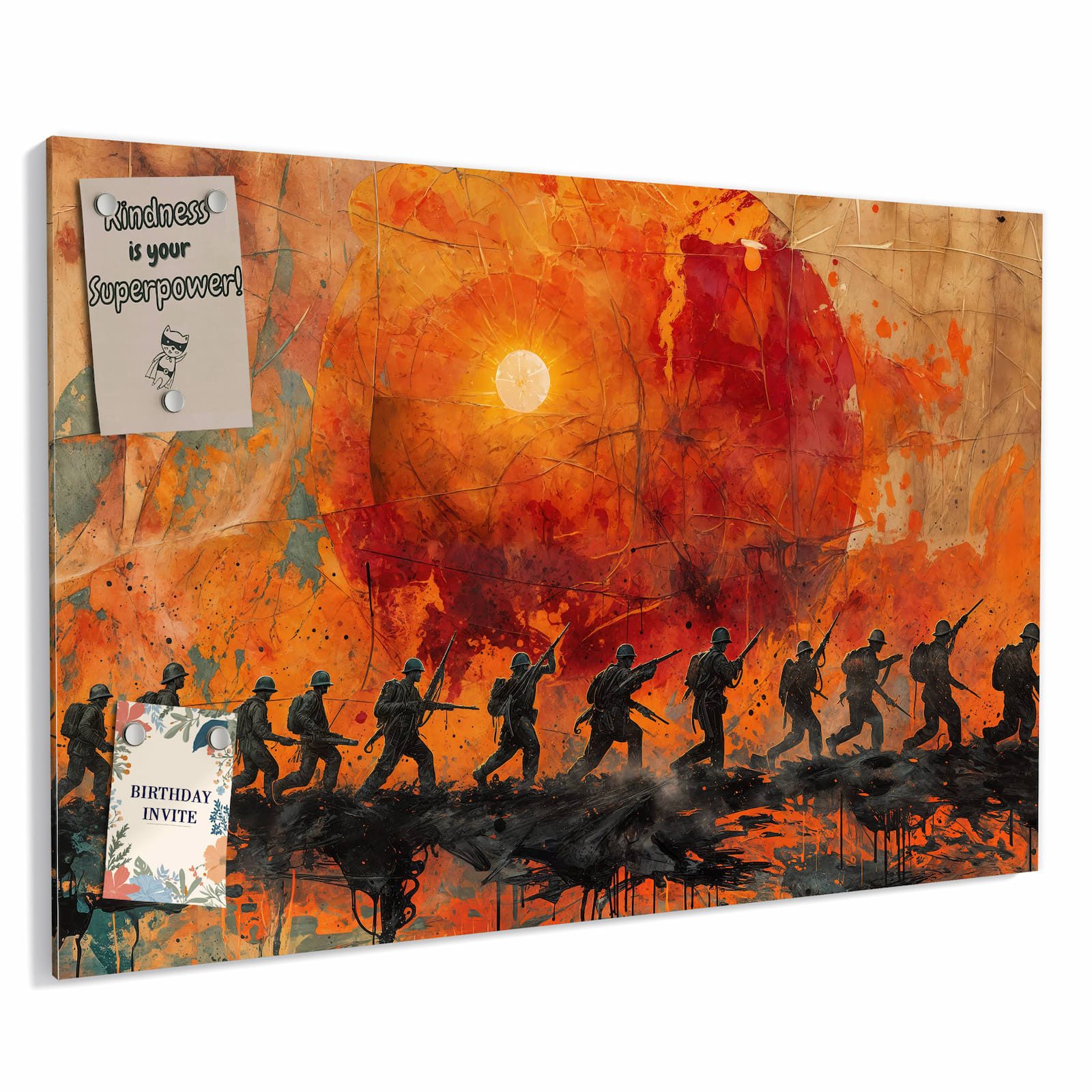 Primedeco Memoboard Metall Marsch im Sonnenuntergang – beschreibbar & magnetisch, (Inklusive Stift, Magnete und Montagematerial, 1-tlg., 9 verschiedene Größen), Magnetisch und Beschreibbar