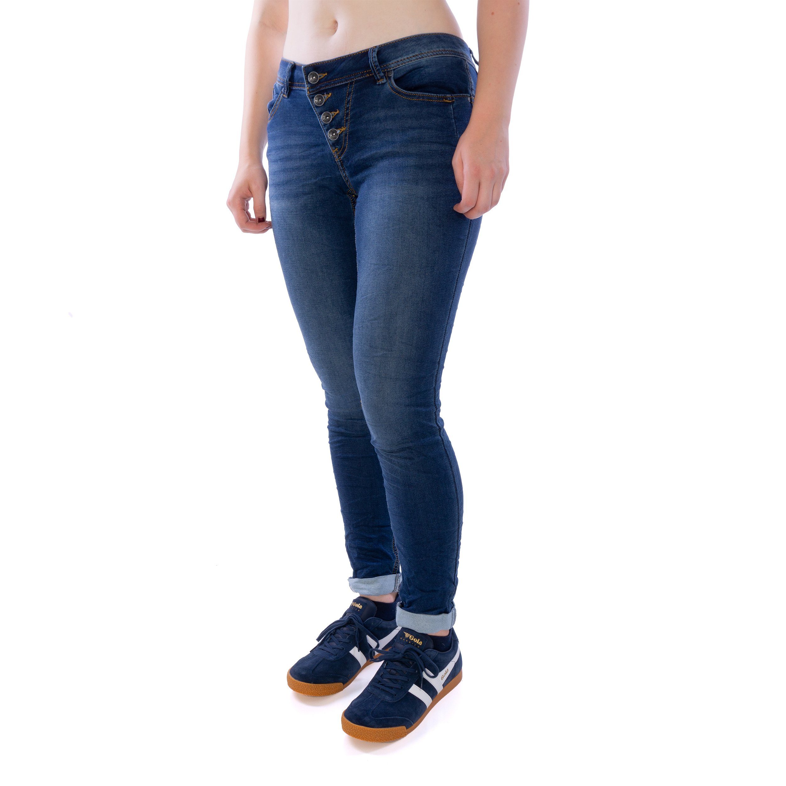 Malibu Slim-fit-Jeans Dark Jeans Stone Vista (1-tlg) sweat Buena denim Vista Buena Hose Damen