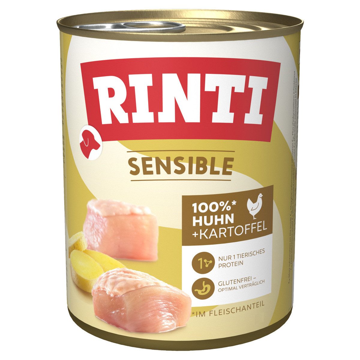Rinti Sensible mit Huhn + Kartoffel 800 g - 6 Stück, für: Hund