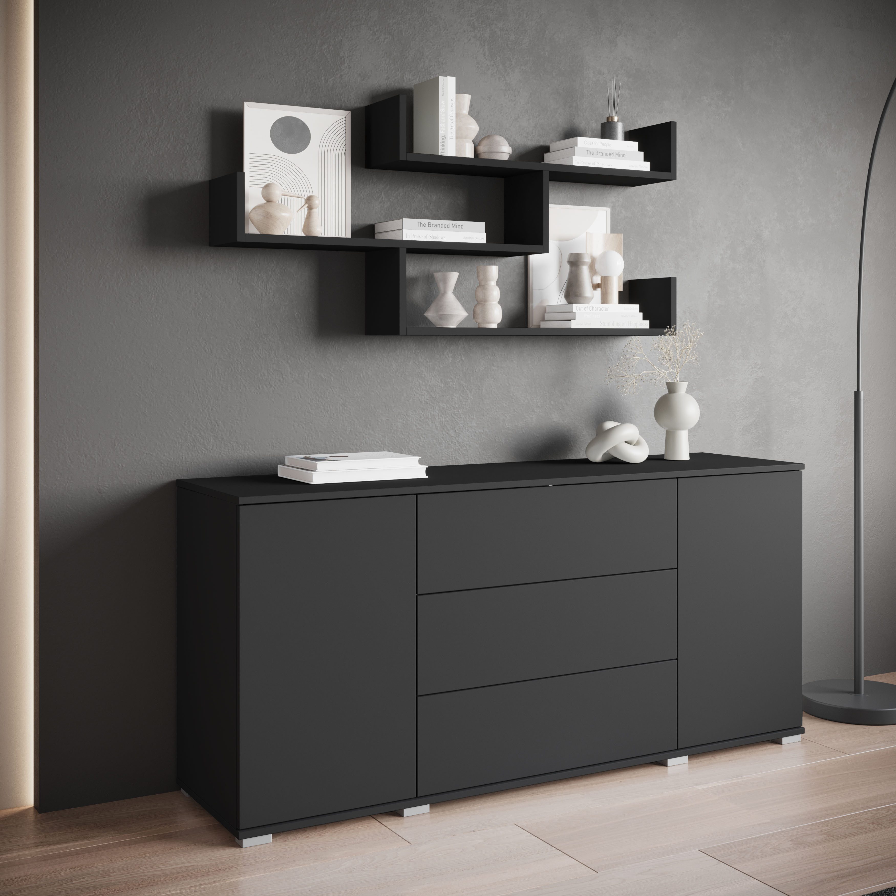 Home affaire Wandboard Wandregal Trio, 1-tlg., Hängeregal mit 3 Ablageflächen, modernes Design, variabel einsetzbar – Bild 5 von 5