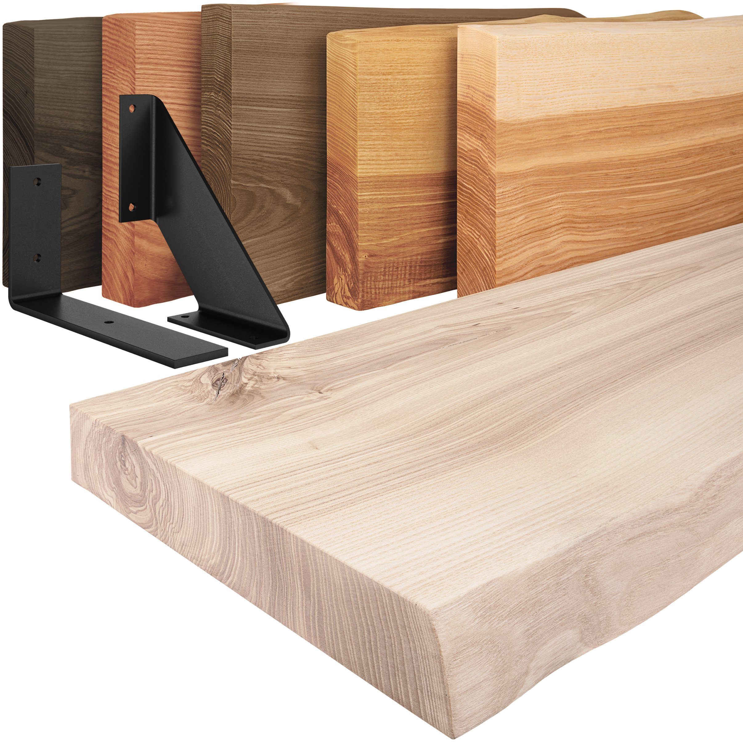 LAMO Manufaktur Wandregal Holz Baumkante Regal günstig online kaufen