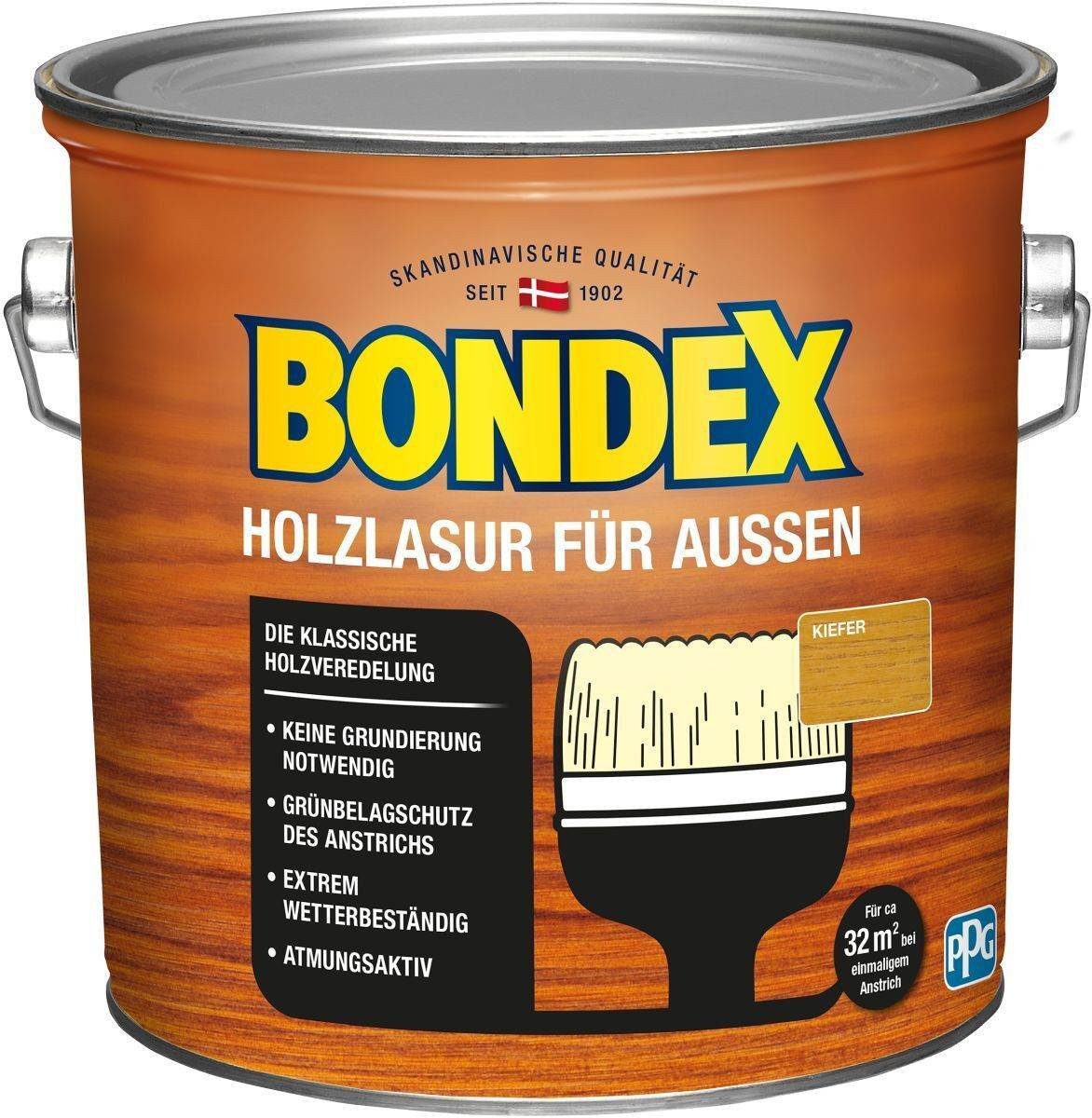 Bondex Holzschutzlasur Bondex Holzlasur für Außen, witterungsbeständig, 2,5 l, Kiefer
