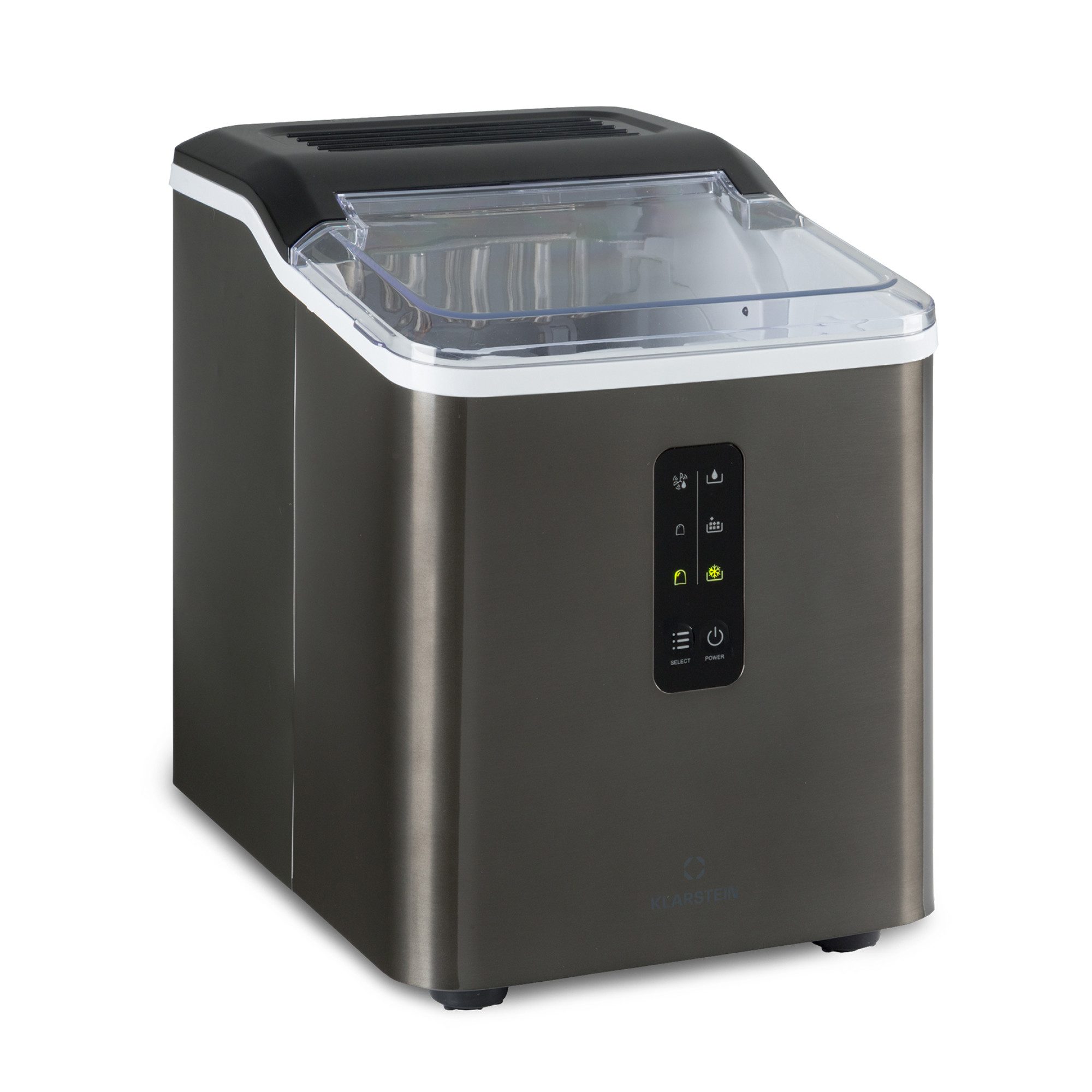 Klarstein Eiswürfelmaschine Albaron Supreme Eiswürfelmaschine Bullet 12 kg/24h 1,5L Tank Edelstahl, Ice Maker Eismaschine elektrisch Bullet-Eis mit LCD