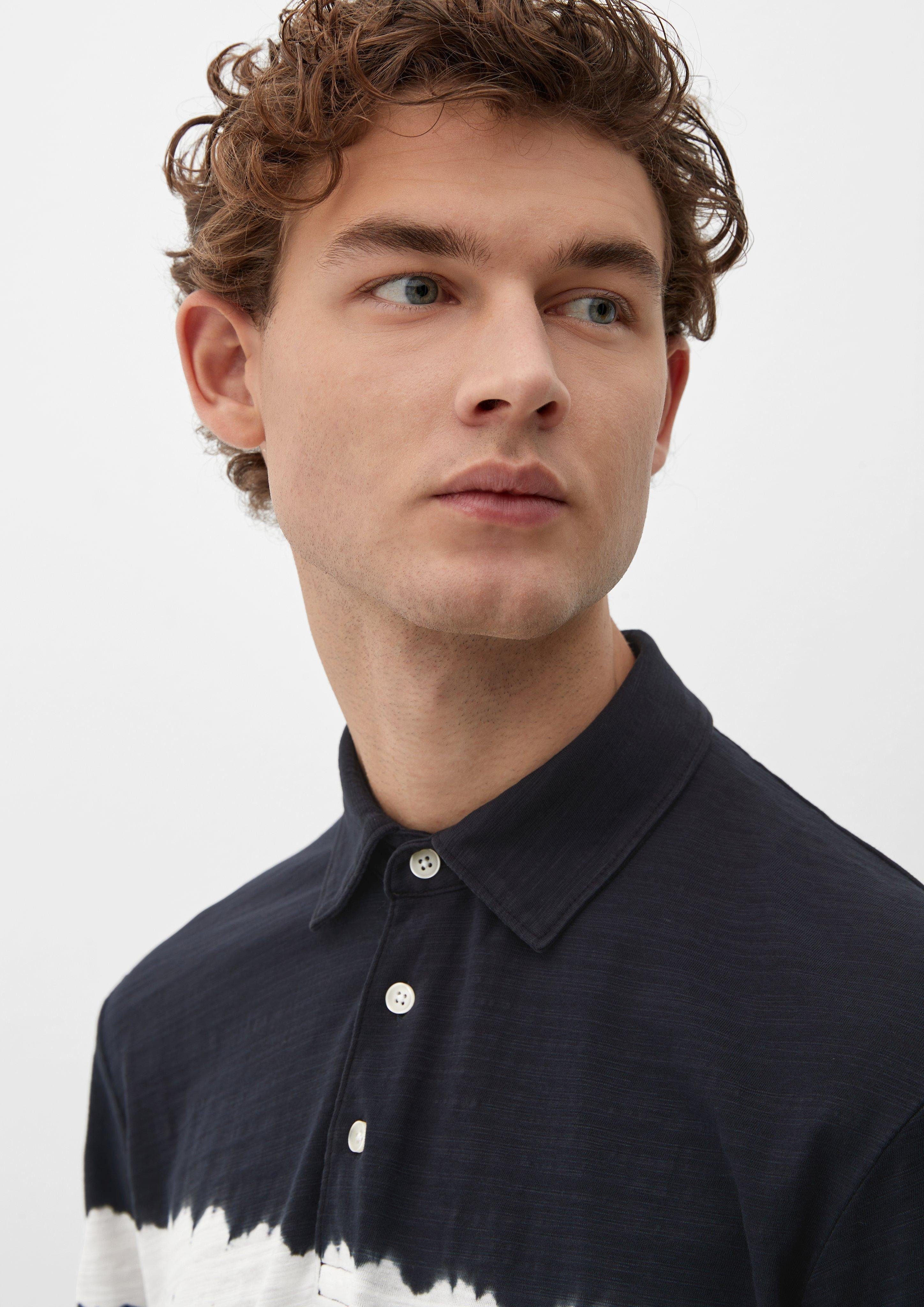 s.Oliver Kurzarmshirt Poloshirt im Dye Batik-Look schwarz Garment