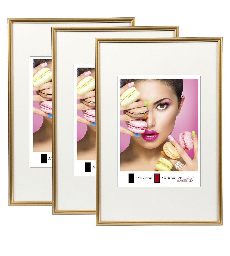 IDEAL TREND Bilderrahmen 2er 3er 5er Pack Photo Style Set Bilderrahmen Wanddeko Collage Poster, für 3 Bilder (3 St), Hochwertiger Kunststoffrahmen halbrunde Leiste Echtglas MDF-Rückwand