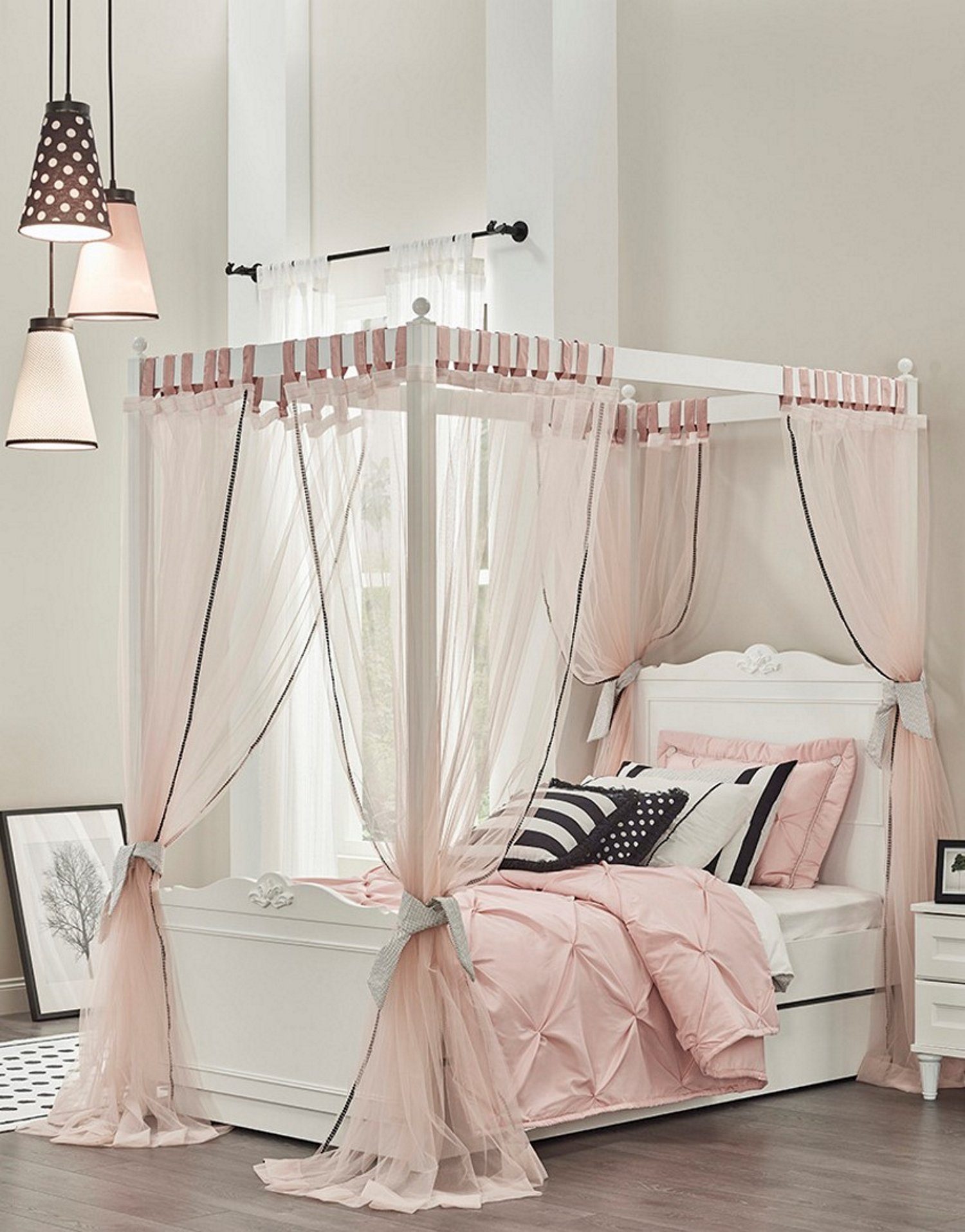 Möbel-Lux Kinderbett »Lory Himmelbett mit Aufsatz inkl. Mosquitonetz in  zwei Größen« (Set), inkl. Betthimmer, Mosquitonetz