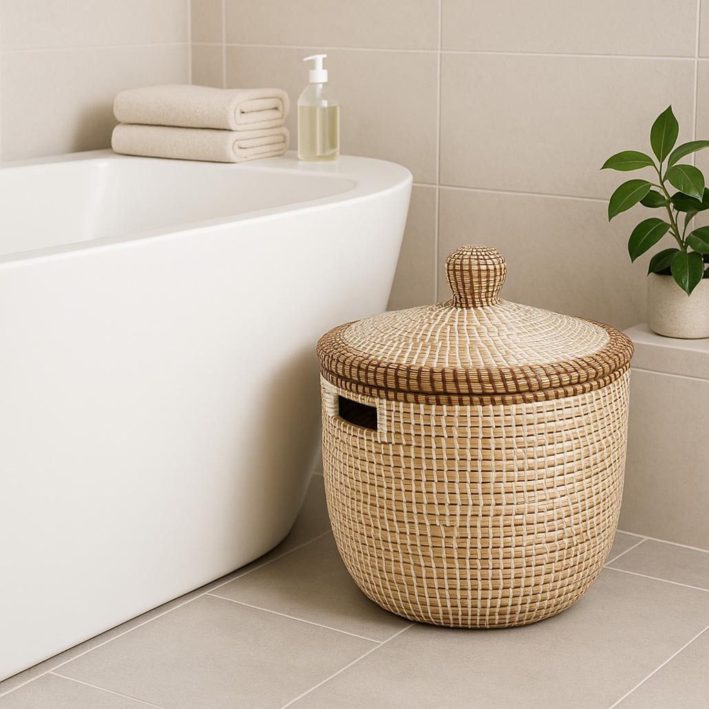 Kobolo Aufbewahrungskorb Schlangenkorb Korb TAIPAN aus Seegras inkl. Deckel günstig online kaufen