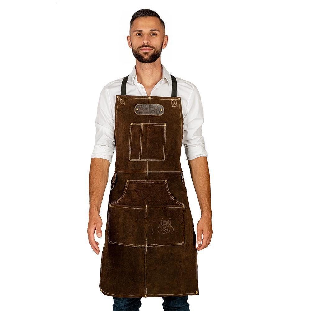 BLACK FOREST FOX Grillschürze ROUGH SET Büffelleder Grill Koch & Küchen Schürze + Holly Holster, (Set), SET Dunkelbraun