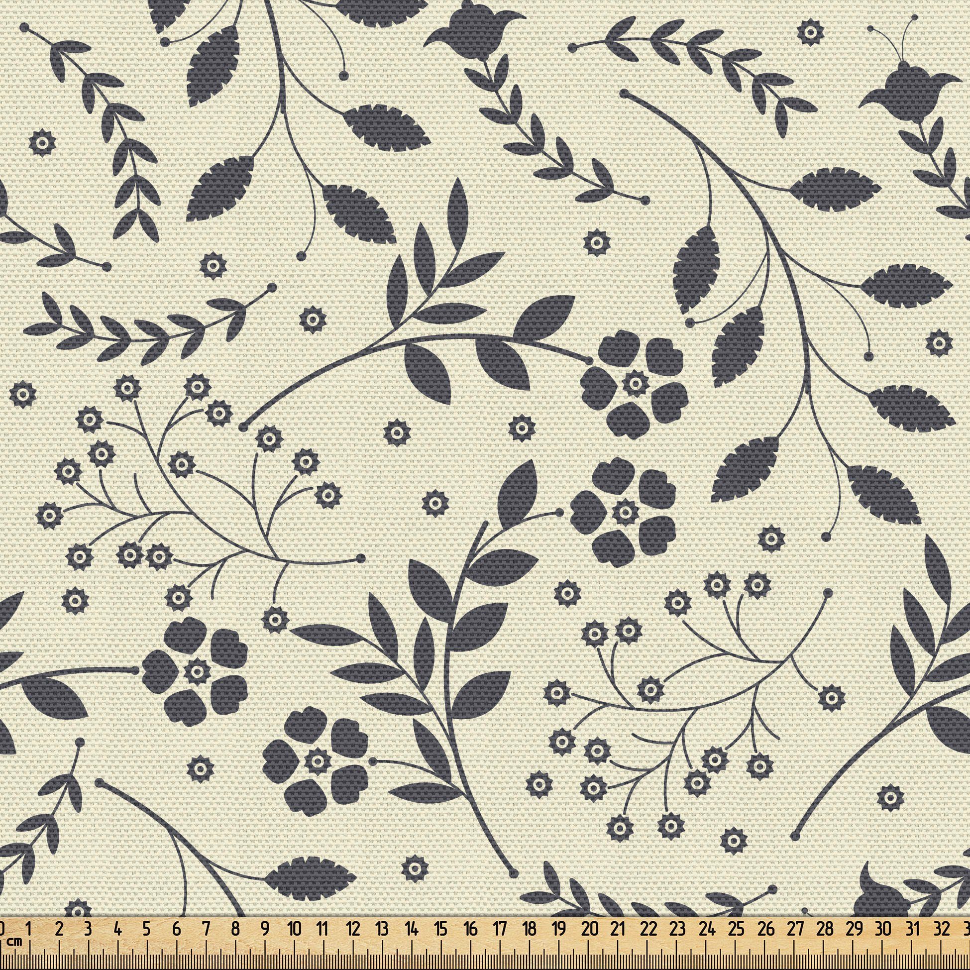 Abakuhaus Stoff Schön Gewebten Stoff für Polster und Wohnaccessoires, Blumen Blooming Frühling Natur Theme