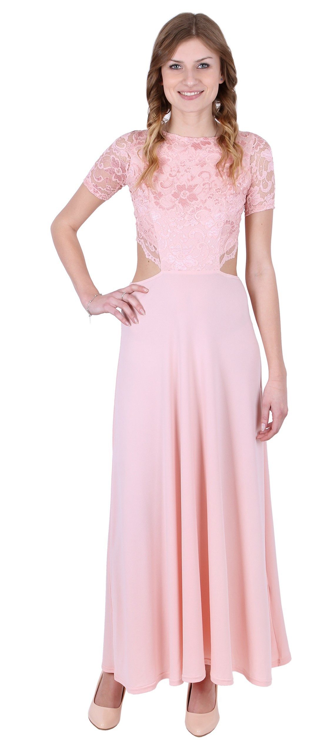 Maxikleid John Zack Elegantes rosa Maxikleid XL