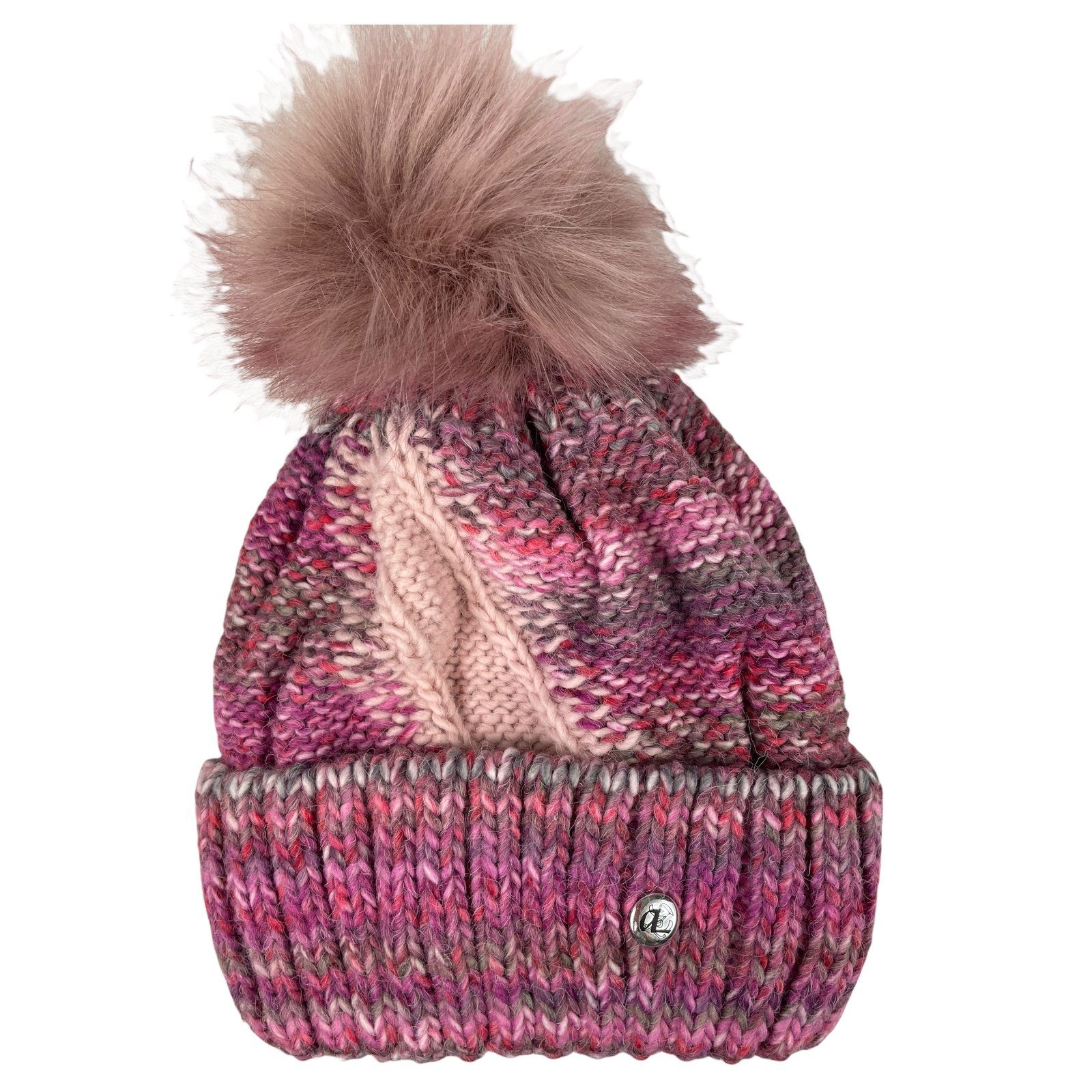Taschen4life Bommelmütze Damen & Herren Mütze mit großem Bommel 701P gestrickte Wintermütze mit Pompon, Zopfmuster, gefüttert