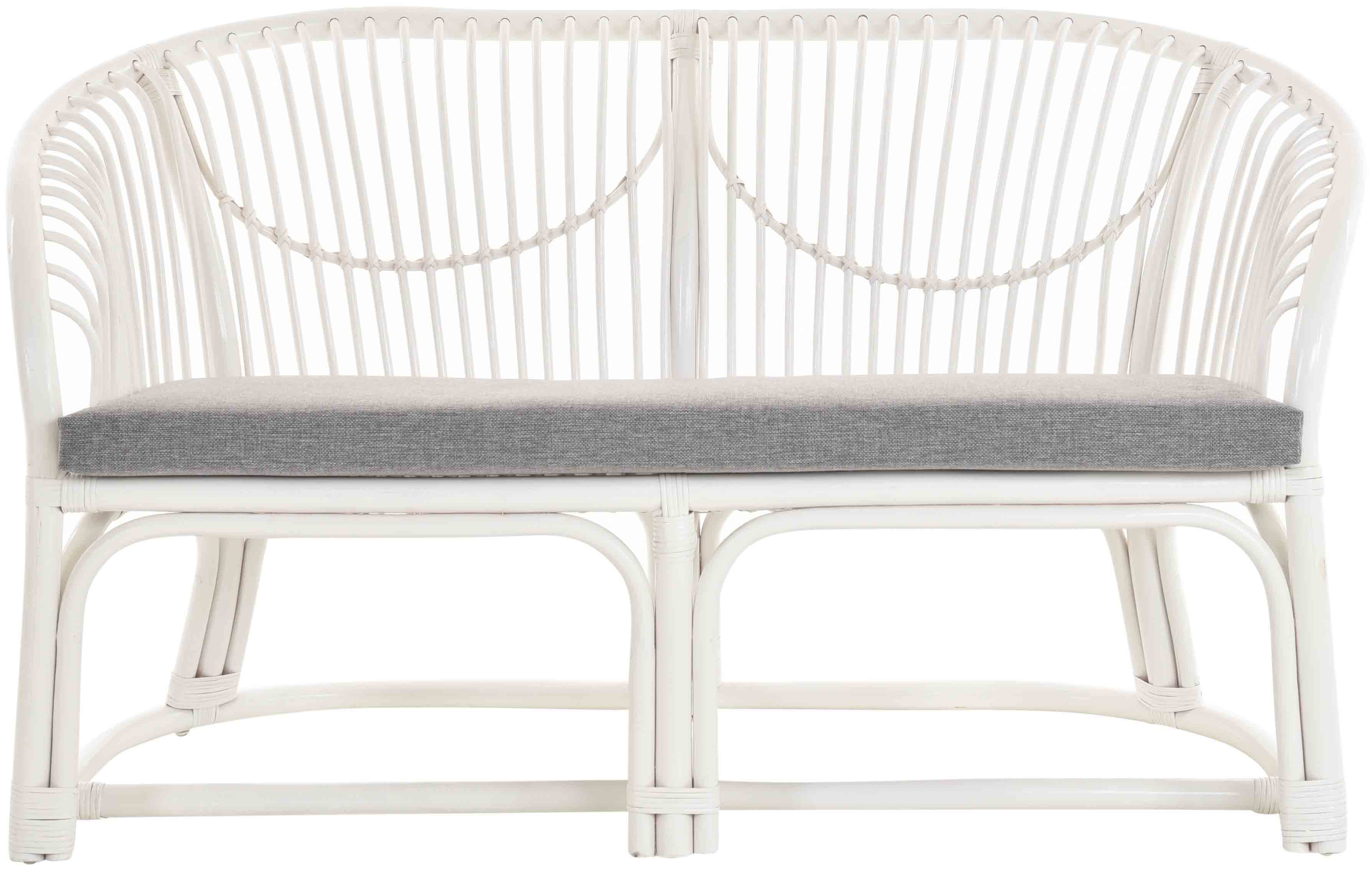 Krines Home Loungesofa Gestäbtes Korbsofa mit Armlehne Zweisitzer Rattan Bank Lounge Sofa, Bequeme Form