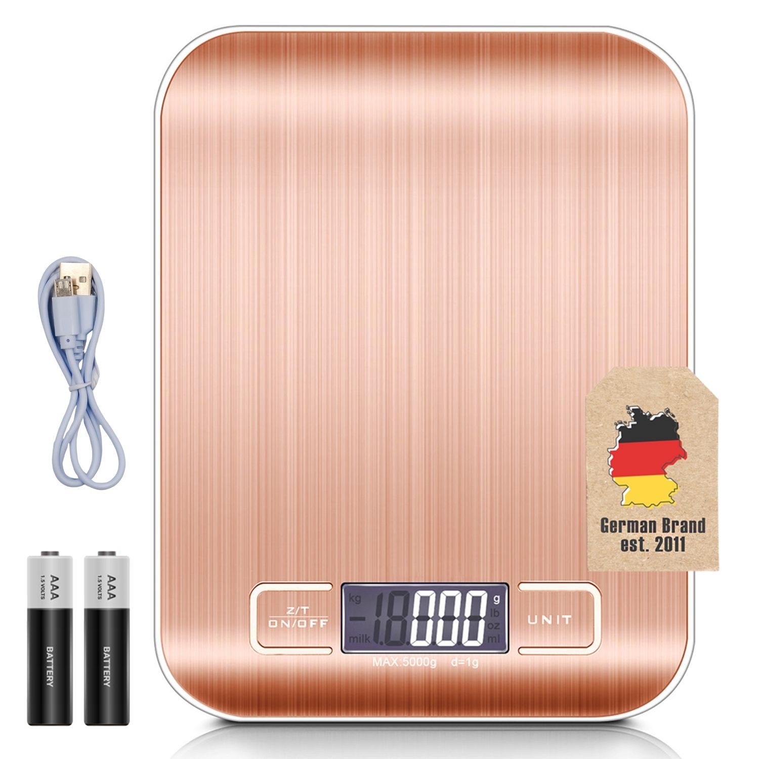 Intirilife Küchenwaage Küchenwaagen, (1-tlg), Küchenwaage mit LCD Display und TARA Funktion Präzise Digitalwaage 5kg