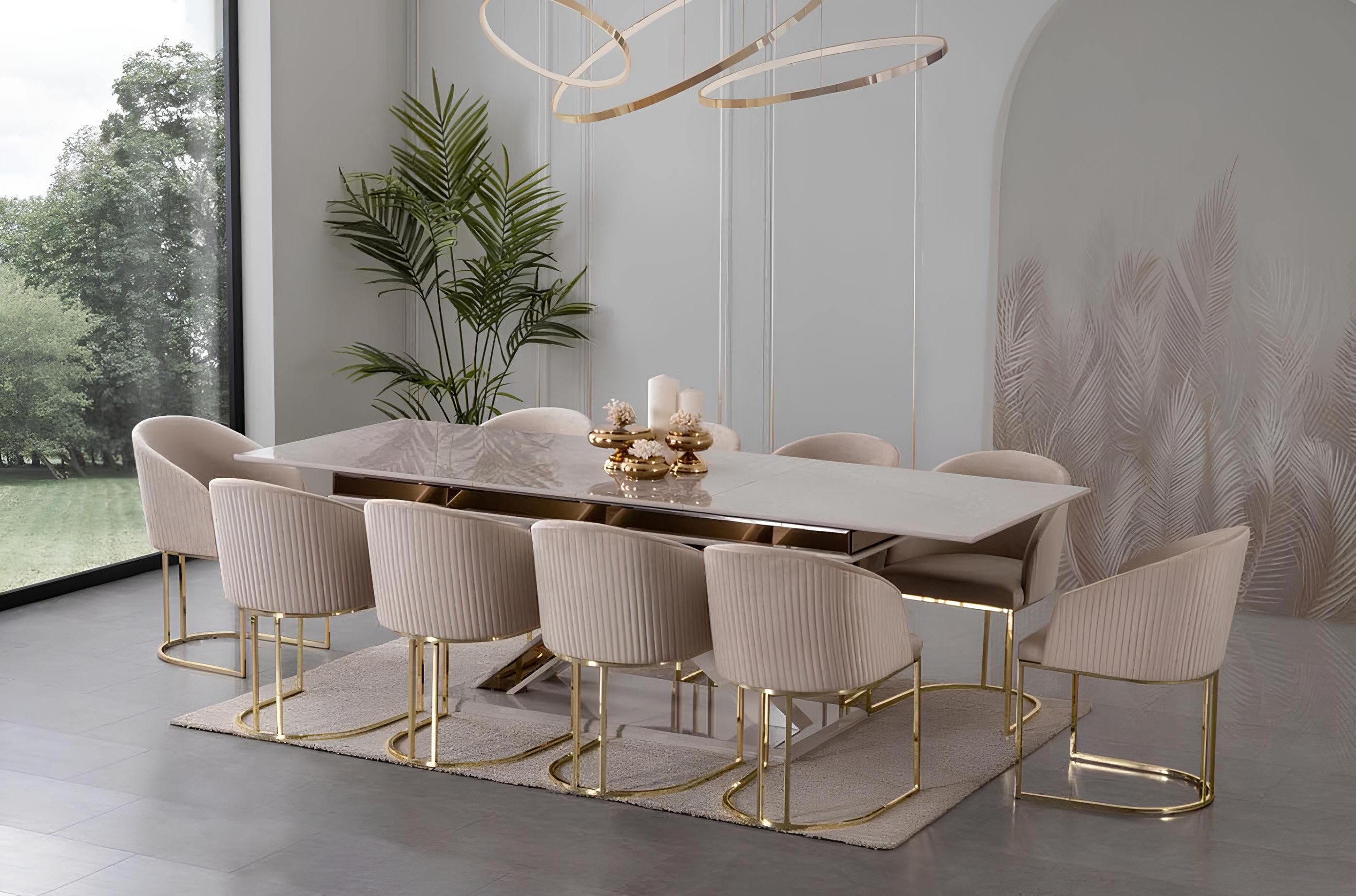 Xlmoebel Esszimmer-Set Edelstahl Esstisch mit 10 Sessel - 11tlg. Essgruppe, (11-St), Made in Europa