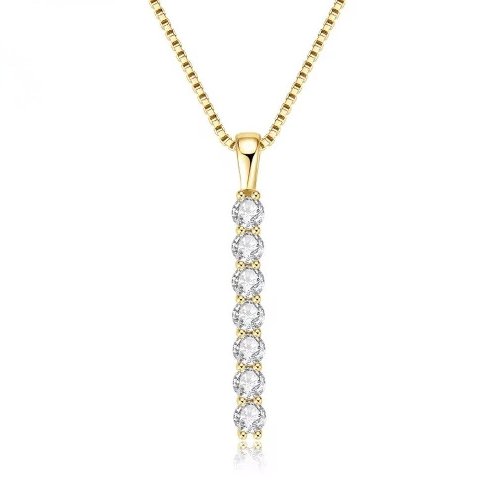 ROUGEMONT Silberkette Funkelnde Moissanit Damen Halskette -925 Sterling Silber 18K Gold, Echtschmuck mit Echtheitszertifikat