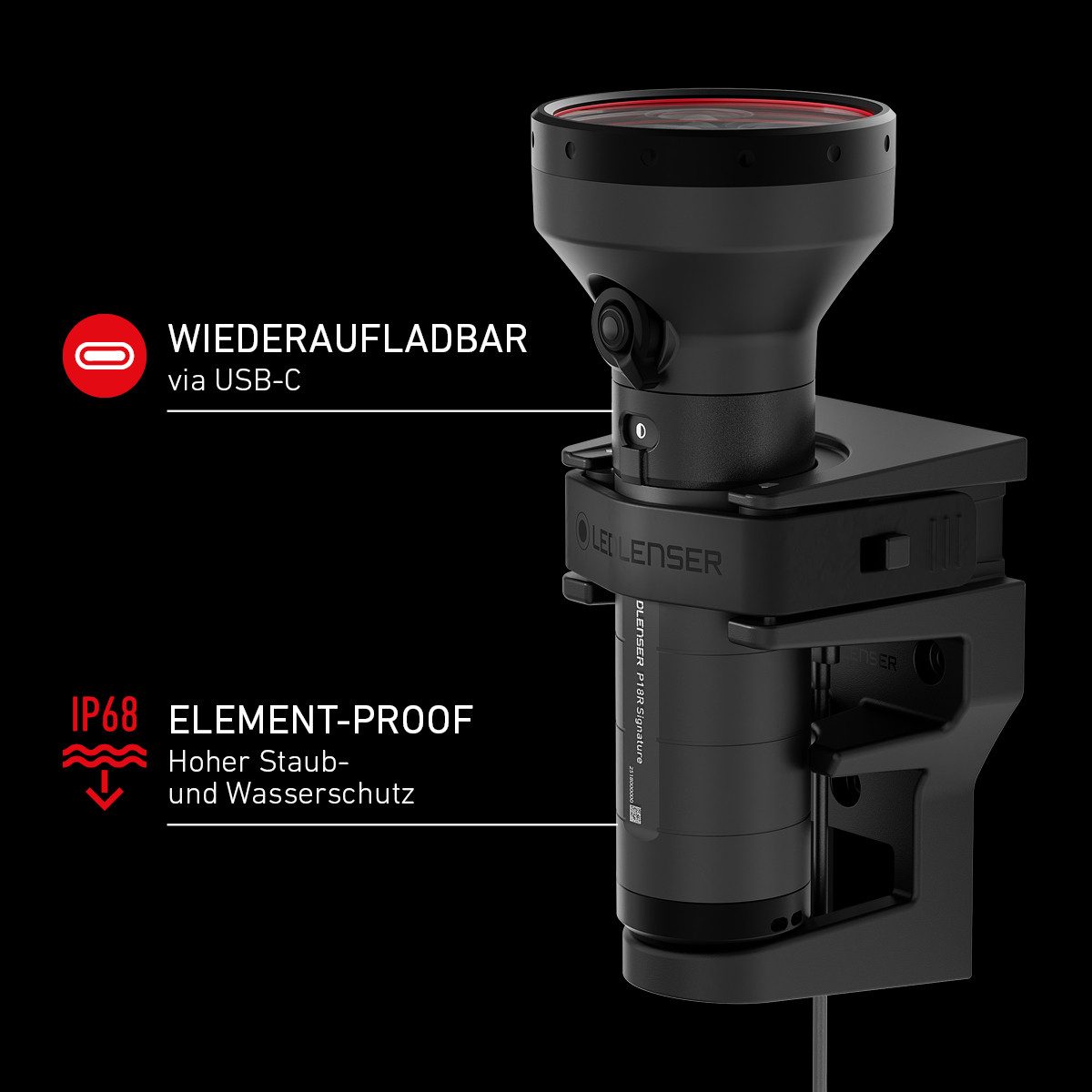 Ledlenser Taschenlampe P18R Signature, 7000 Lumen, 630m Leuchtweite, IP68, 45h Laufzeit, USB-C