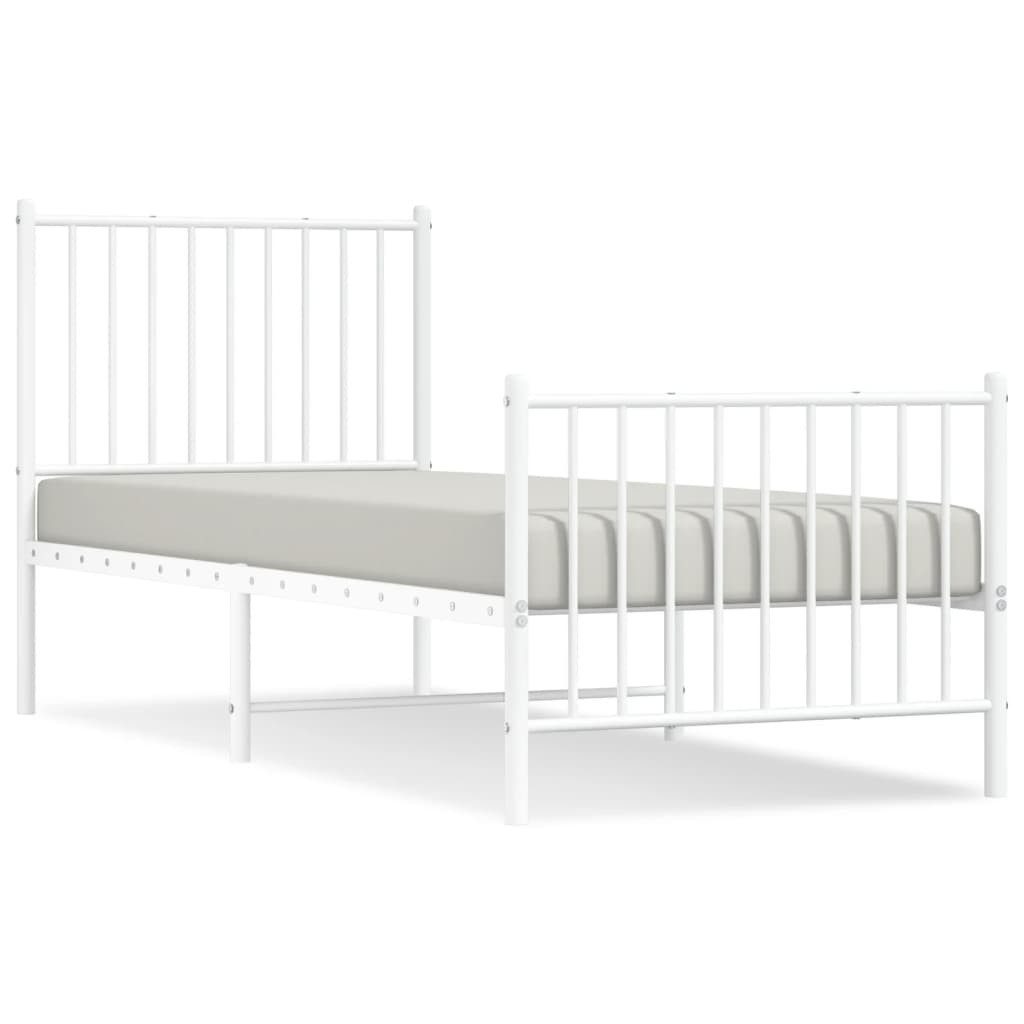 vidaXL Bettgestell, Bettrahmen mit Kopf- und Fußteil Metall Weiß 80x200 cm günstig online kaufen