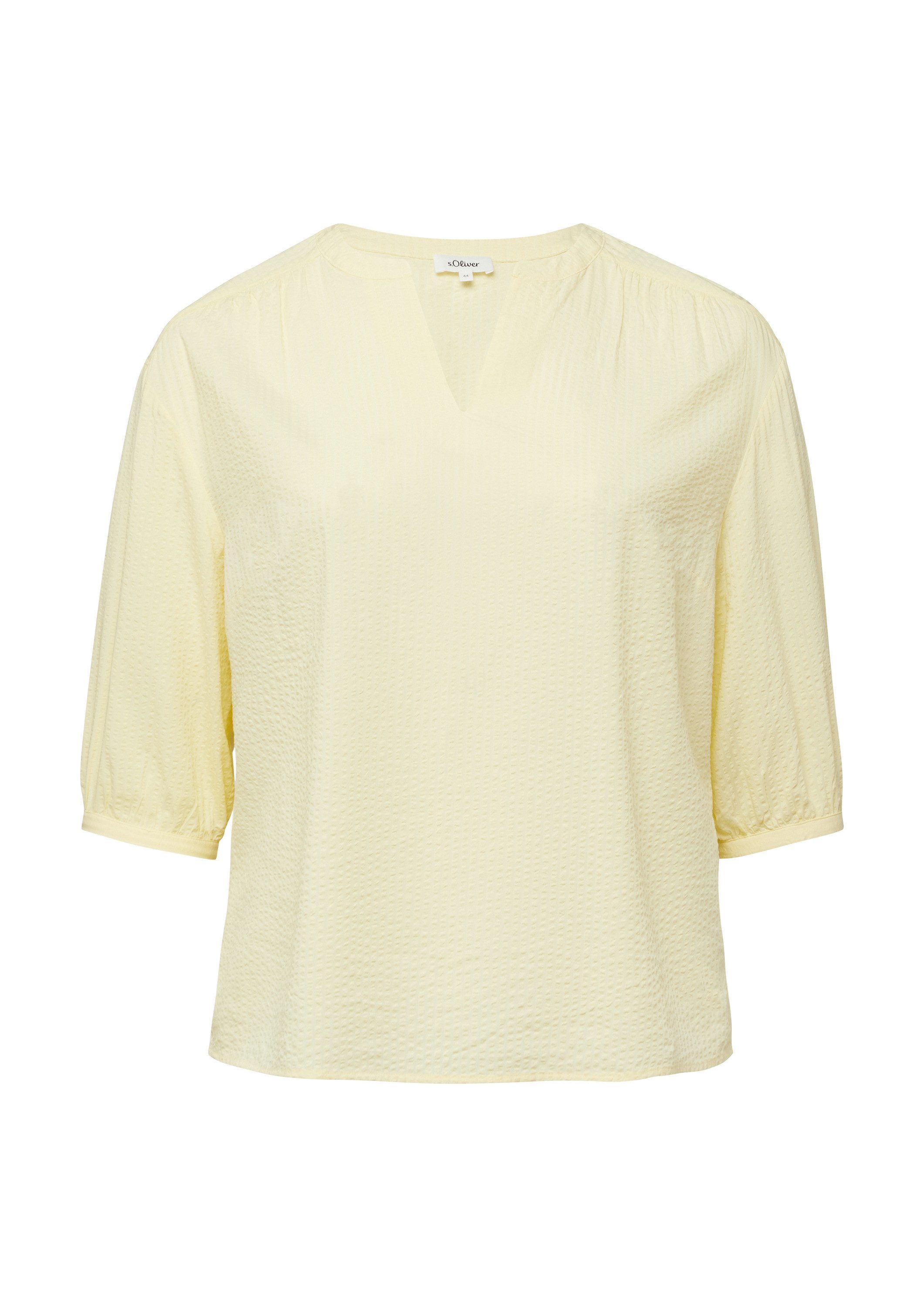 s.Oliver Kurzarmbluse Bluse Bluse aus Seersucker mit Raffungen