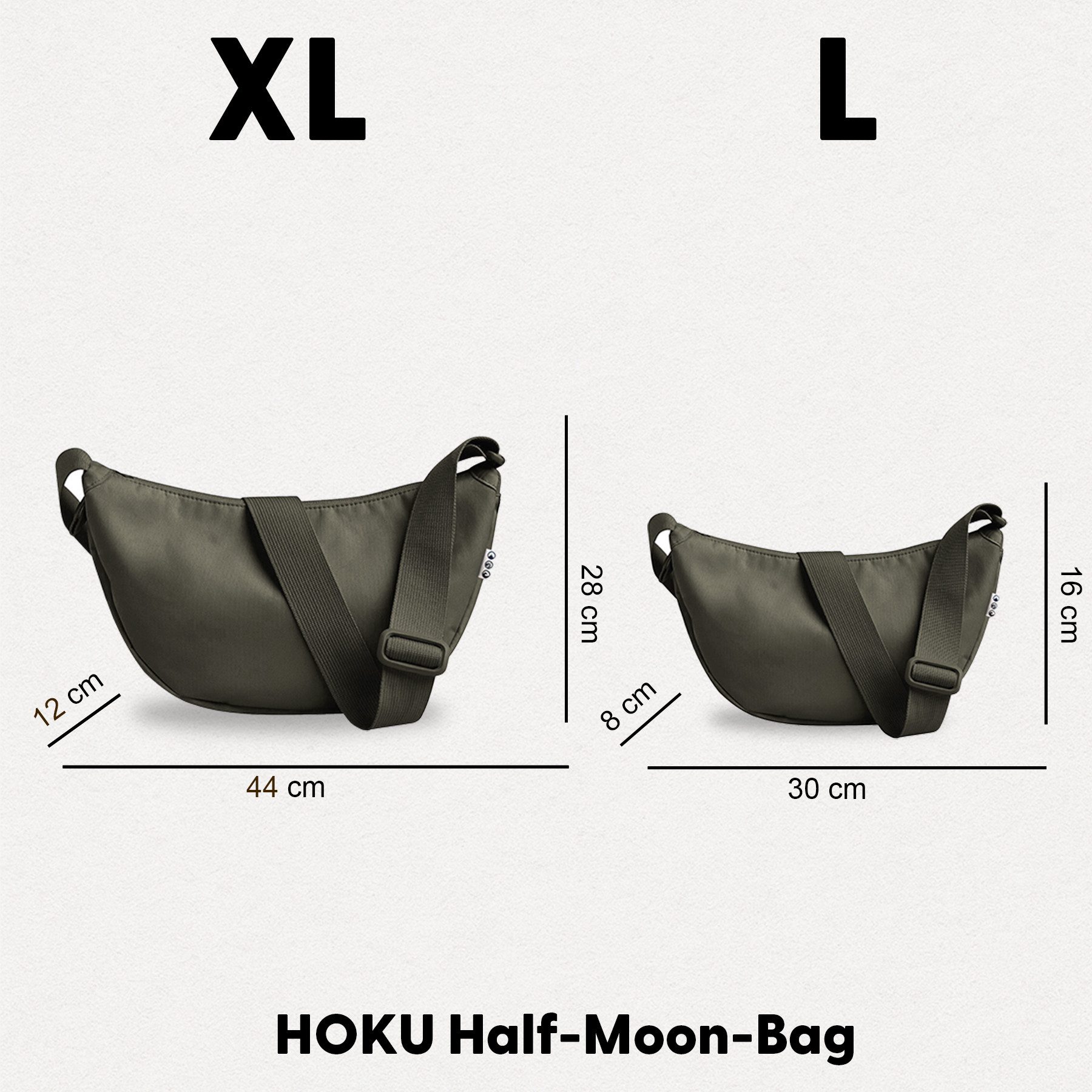 SONS OF ALOHA Umhängetasche Moon Bag Cross-Body Bag HOKU Damen Herren khaki, Umhängetasche, Moon Bag XL, recyceltes PET, khaki