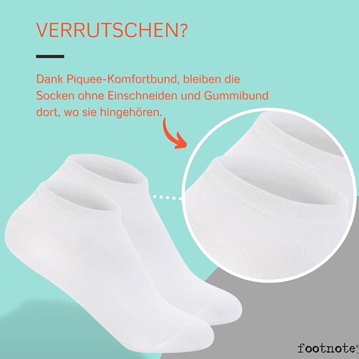 FOOTNOTE Sneakersocken Shakespeare/39-42/weiß (10-Paar) trendige Socken mit Softbund – Bild 4 von 5