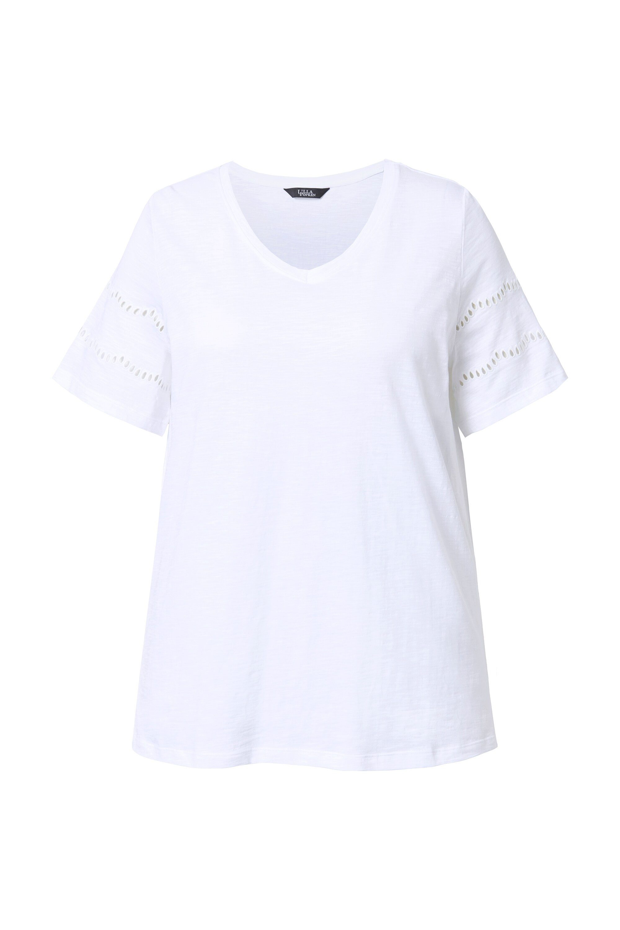 Ulla Popken T-Shirt T-Shirt Lochstickerei A-Linie günstig online kaufen