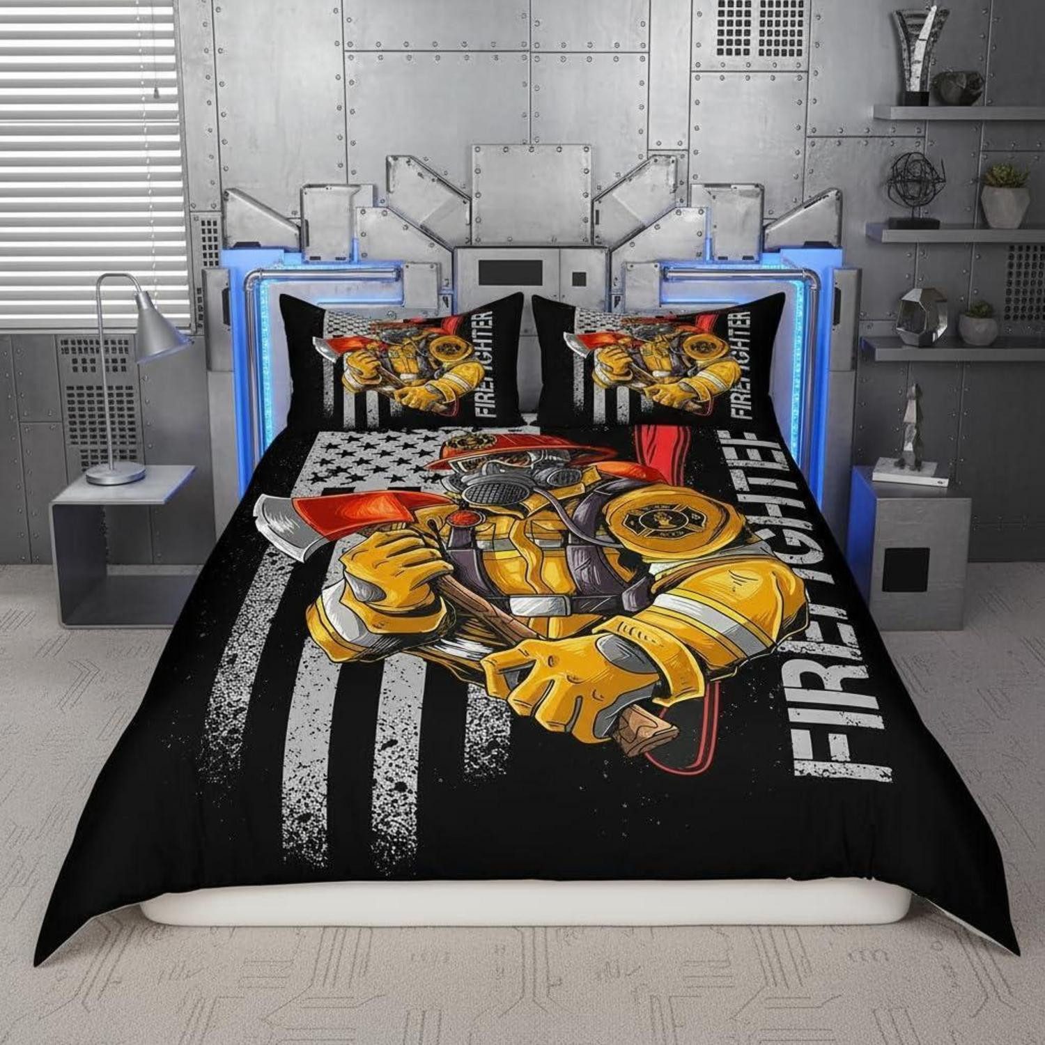 LuxusKollektion Jugendbettwäsche Bettwäsche Set Feuerwehr 155x220cm Mehrfarbig