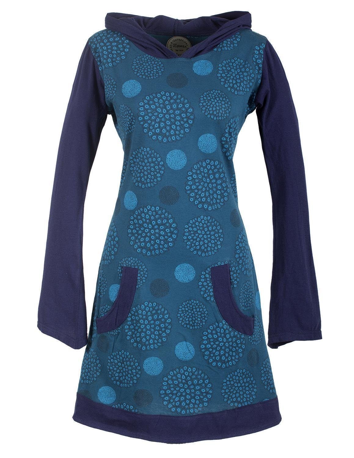 Jerseykleid Langarm Baumwollkleid mit Zipfelkapuze und Taschen