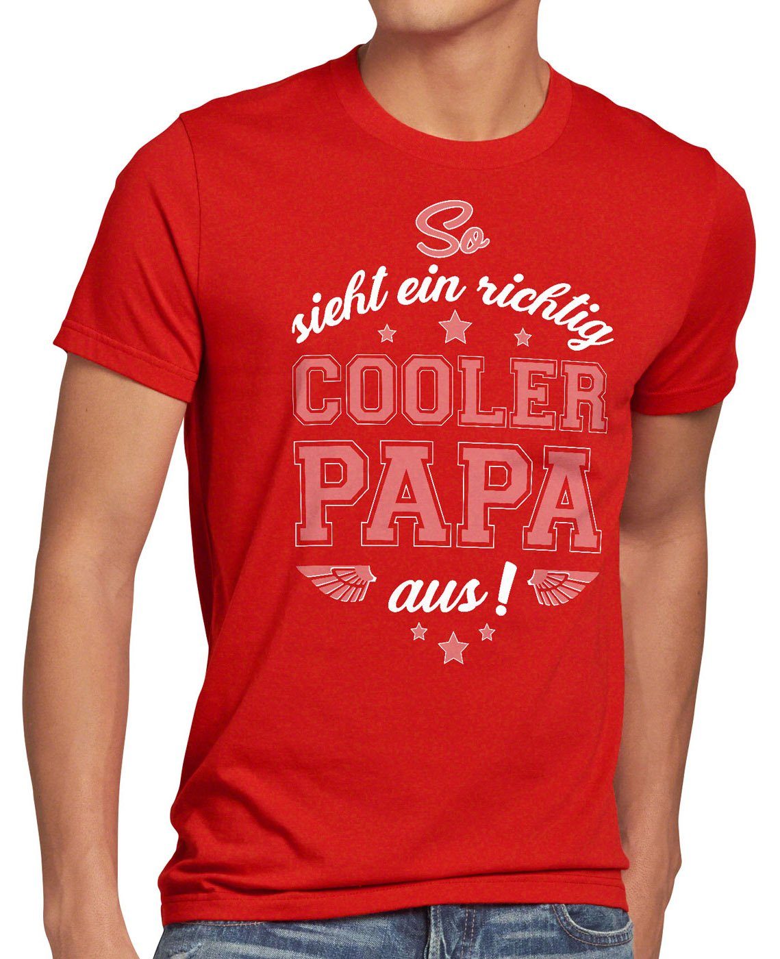 style3 Print-Shirt Herren T-Shirt Cooler Papa Fun Spruch Vatertag Dad Vater Geburtstag Sohn Tochter rot