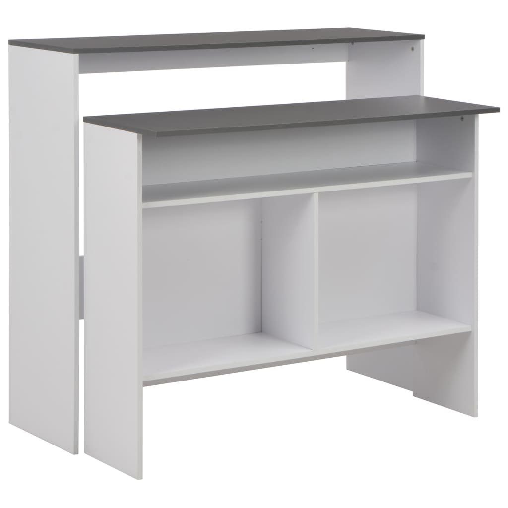 vidaXL Esstisch Bartisch mit 2 Tischplatten Weiß und Grau 130 x 40 x 120 cm (1-St) Grau | Grau