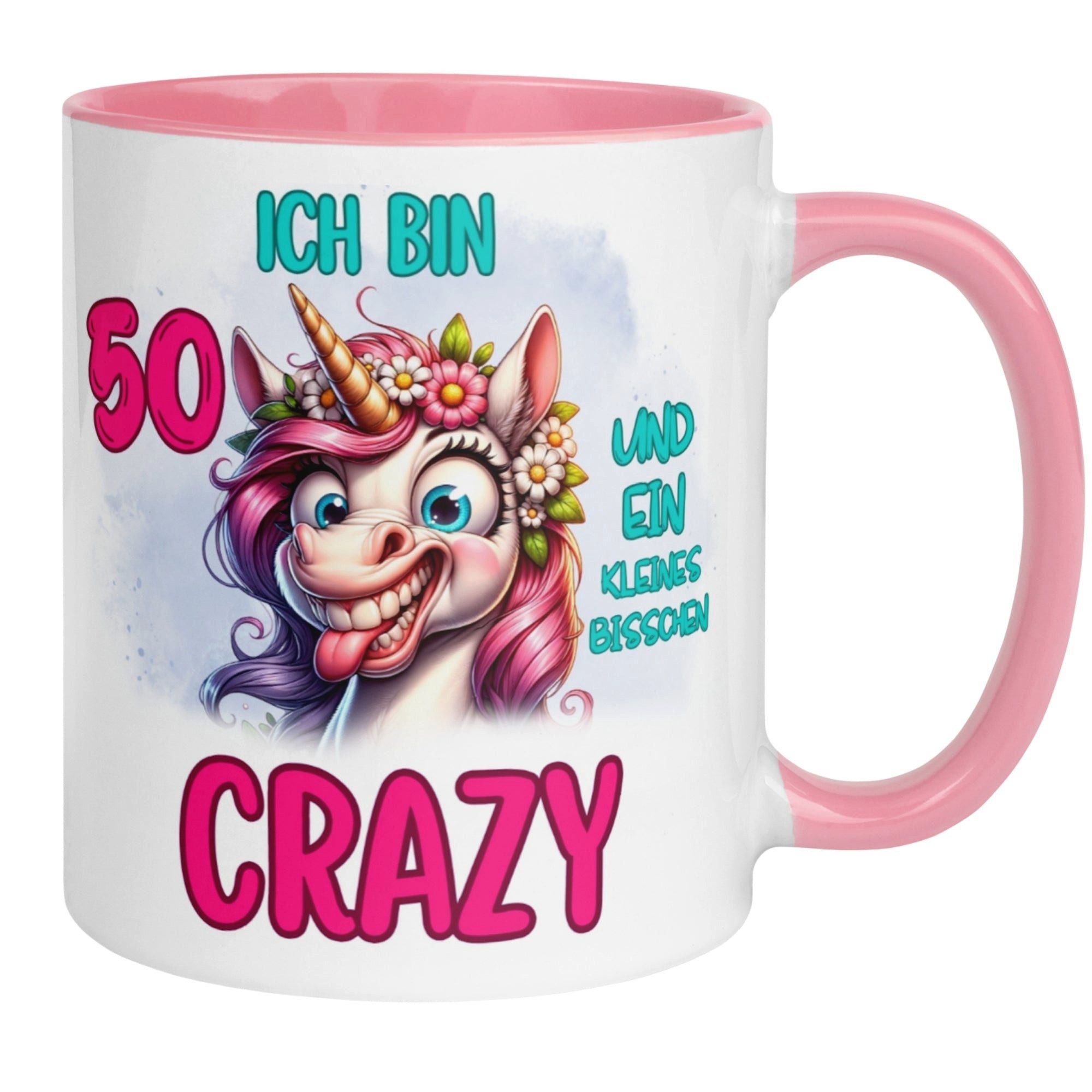 Momentals Tasse 50 Geburtstag Frau – Ein bisschen Crazy – Geburtstagsgeschenk Frauen, Beidseitiger Druck · Links- & Rechtshänder · Spülmaschinenfest