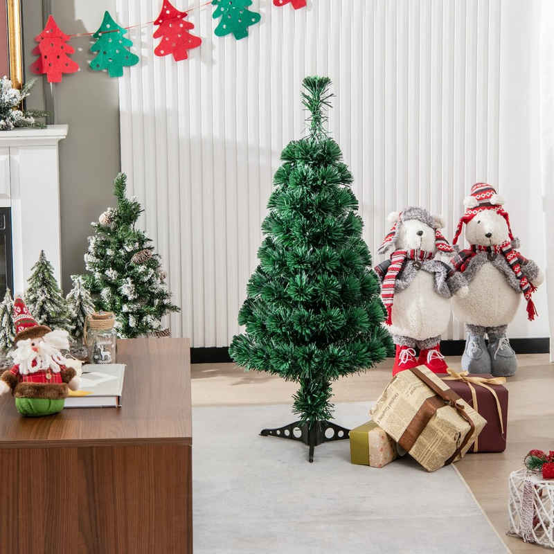 COSTWAY Künstlicher Weihnachtsbaum, 85 PVC Nadeln, Glasfaser-Farbwechsler