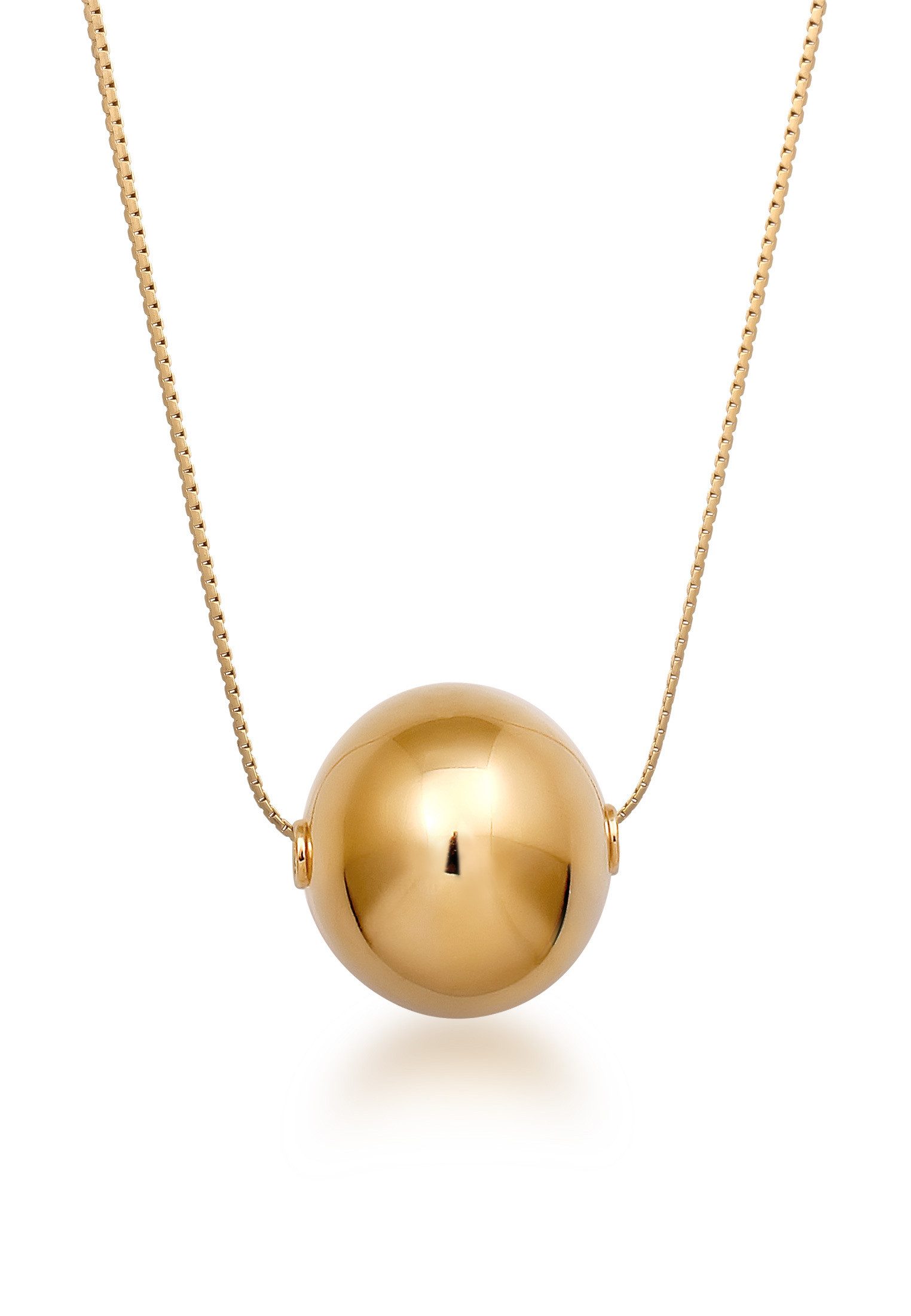 Valentinstagsgeschenk Elli Premium Kette mit Anhänger Kugel 925 Sterling Silber vergoldet, Kugel, goldfarben