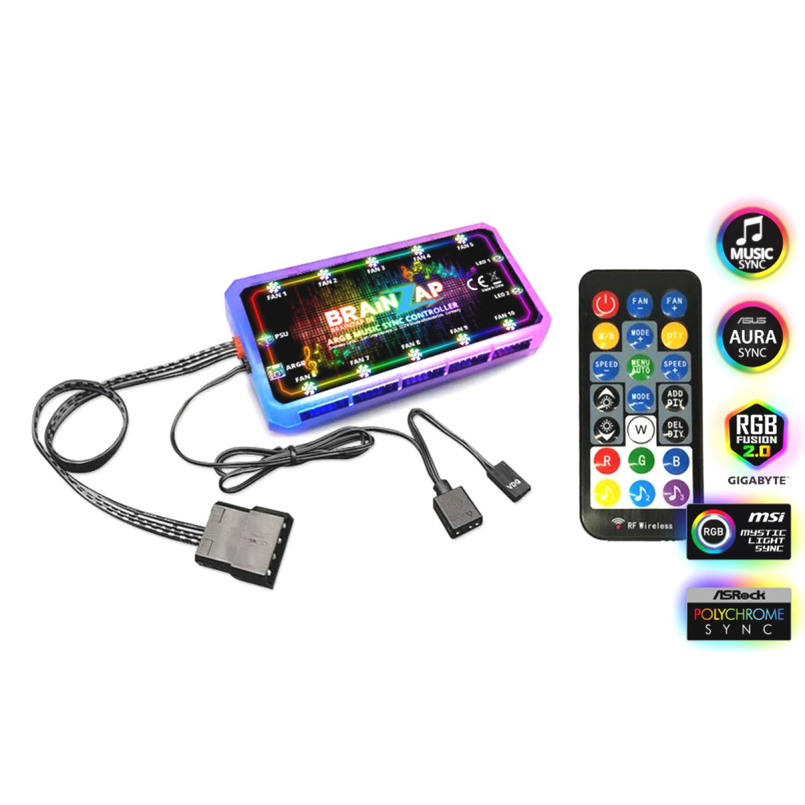 BRAINZAP Gehäuselüfter A-RGB Gehäuselüfter, Mehrfarbig, Keine Angabe, SATA