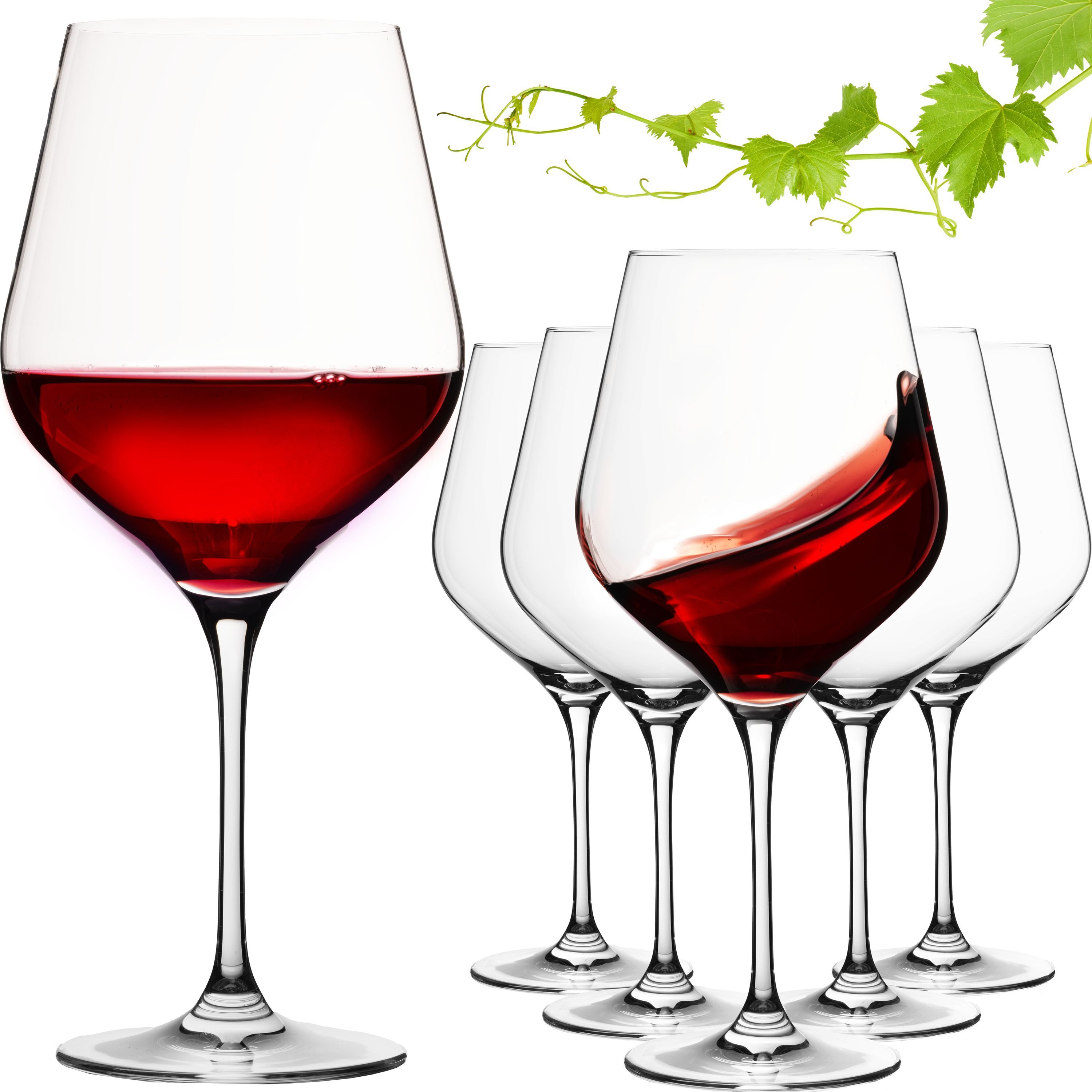IMPERIAL glass Weinglas Große Rotweingläser 920ml Set 6-Teilig "Sydney", Crystalline Glas, Burgundergläser aus Crystalline Glas Weinglas Spülmaschinenfest