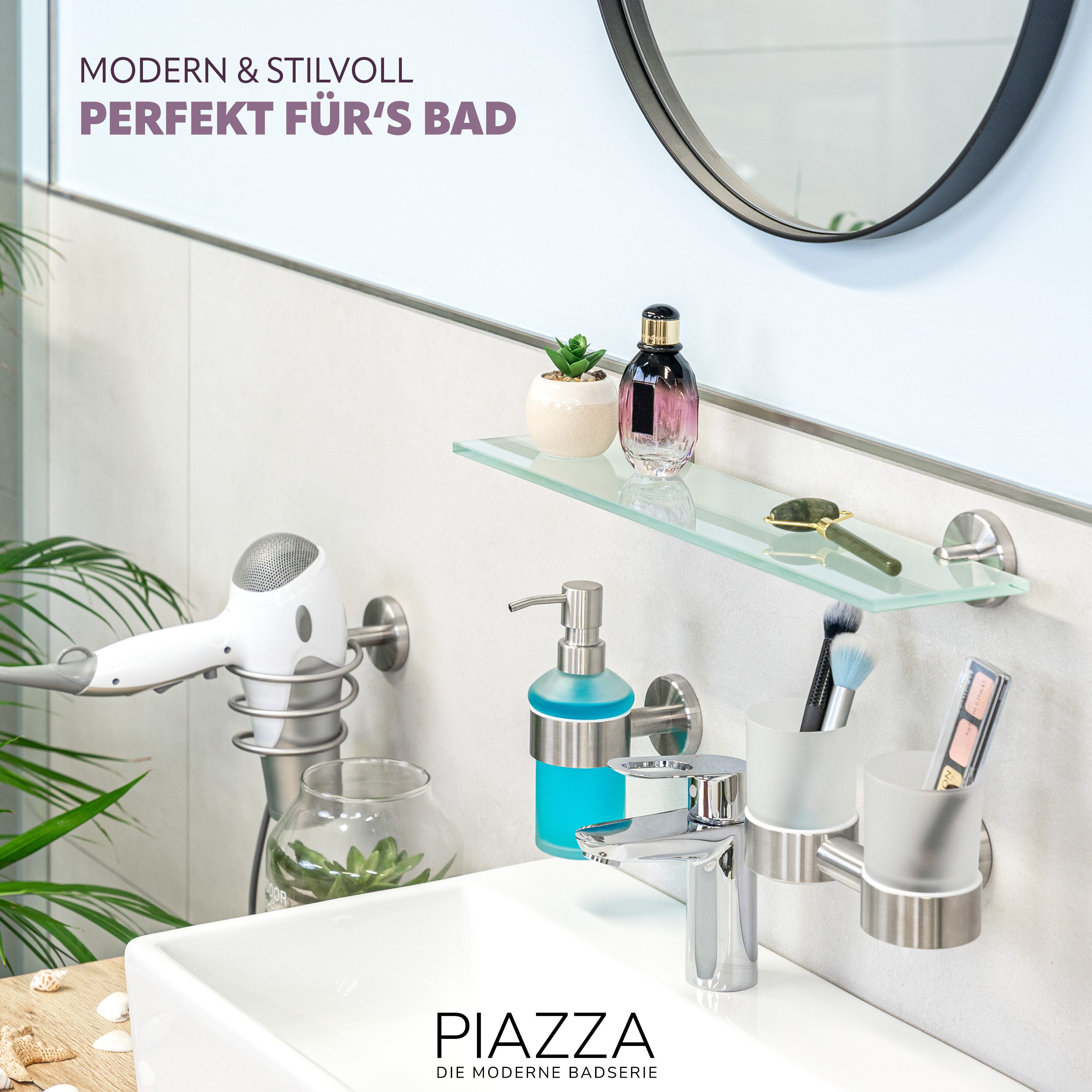 bremermann Wandregal Bad-Serie PIAZZA - aus Glas und Edelstahl, matt, 1-tlg günstig online kaufen