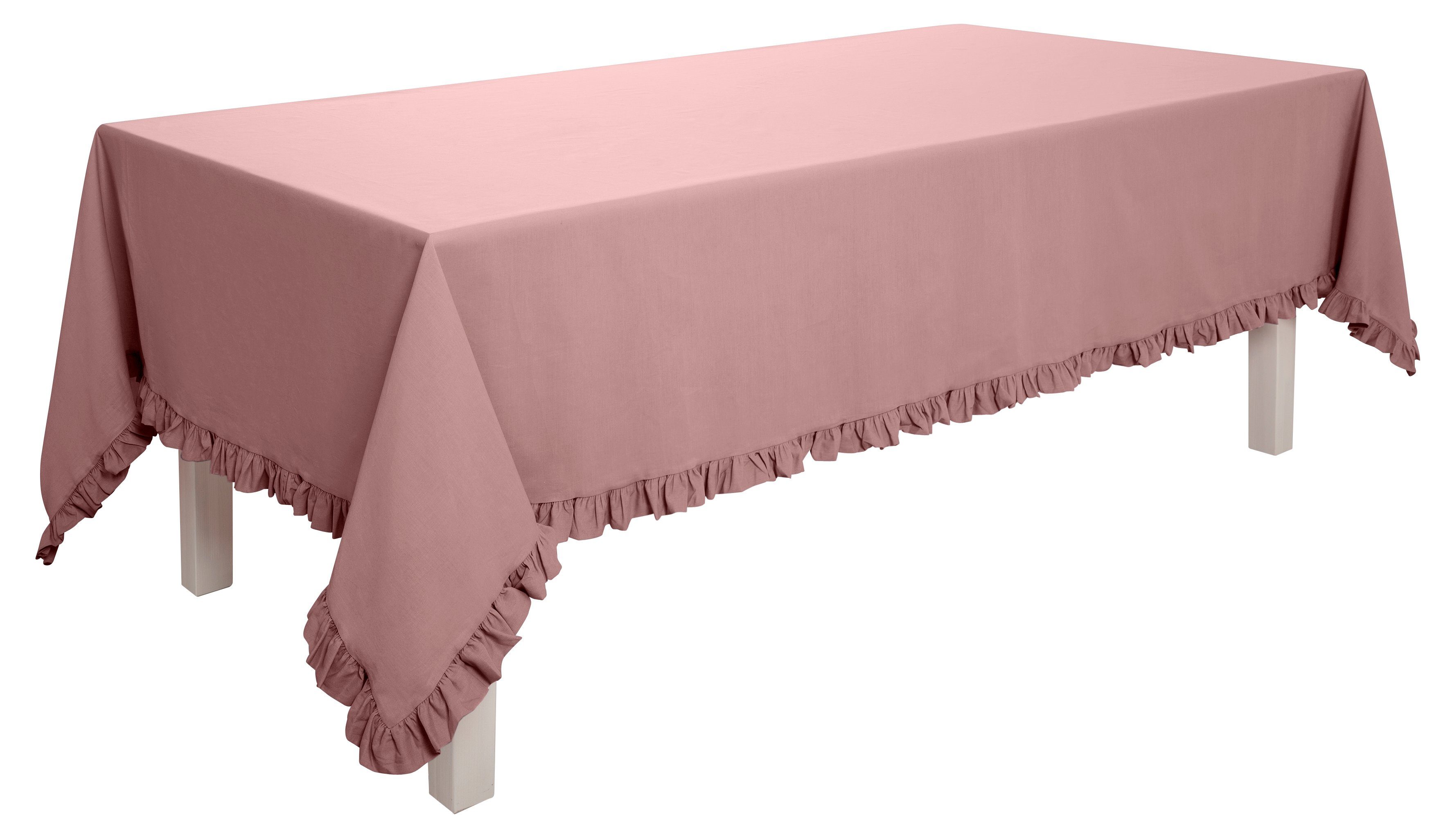 OTTO home Tagesdecke Violetta, leichter Überwurf mit Rüschen, ohne Füllung, mit Volants, 100% Baumwolle, auch als Tischdecke verwendbar