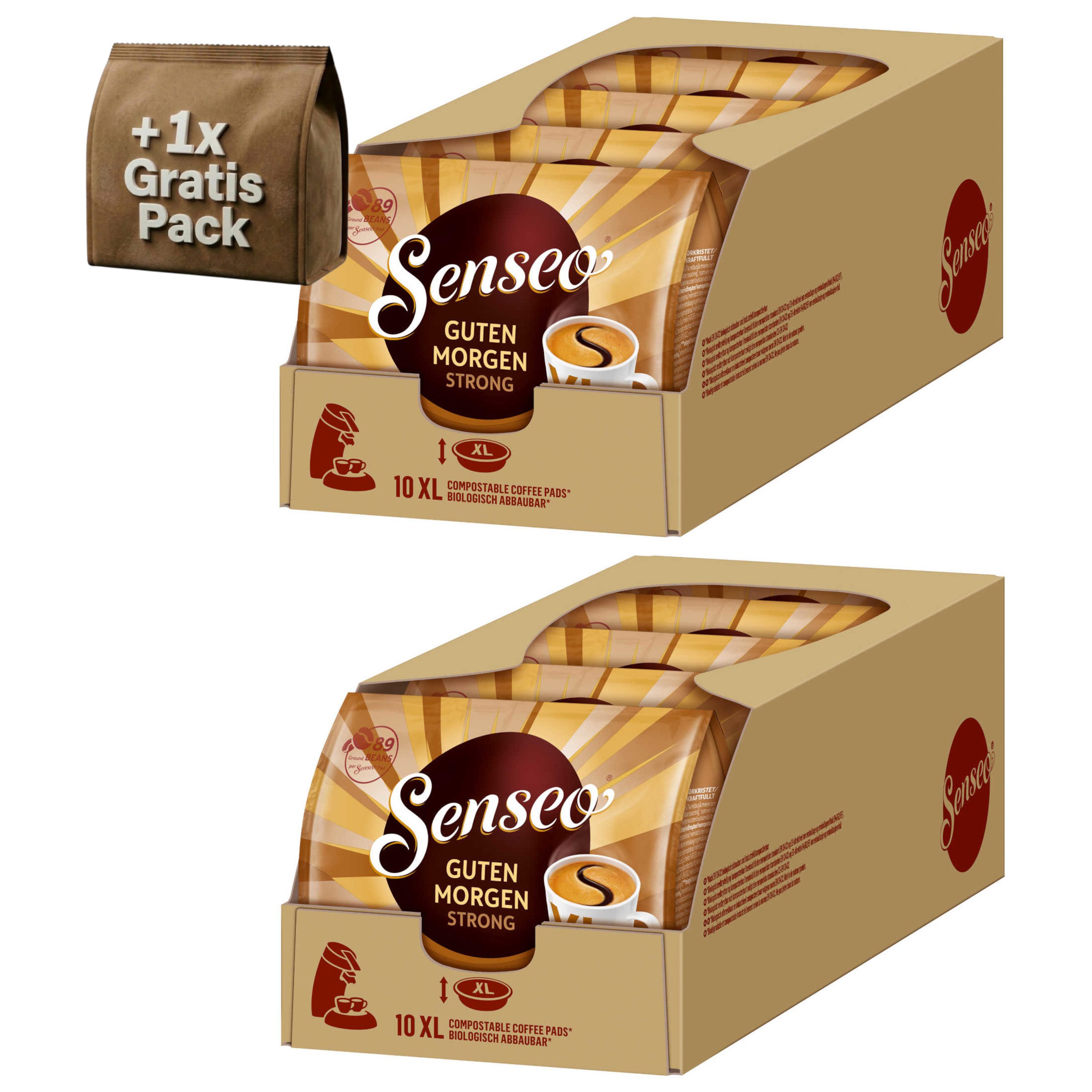 Senseo Kaffee Pads Guten Morgen Strong XL Senseopads 10x10 XL Kaffeepapds +1x10, 1375 g, +1x10 Gratis