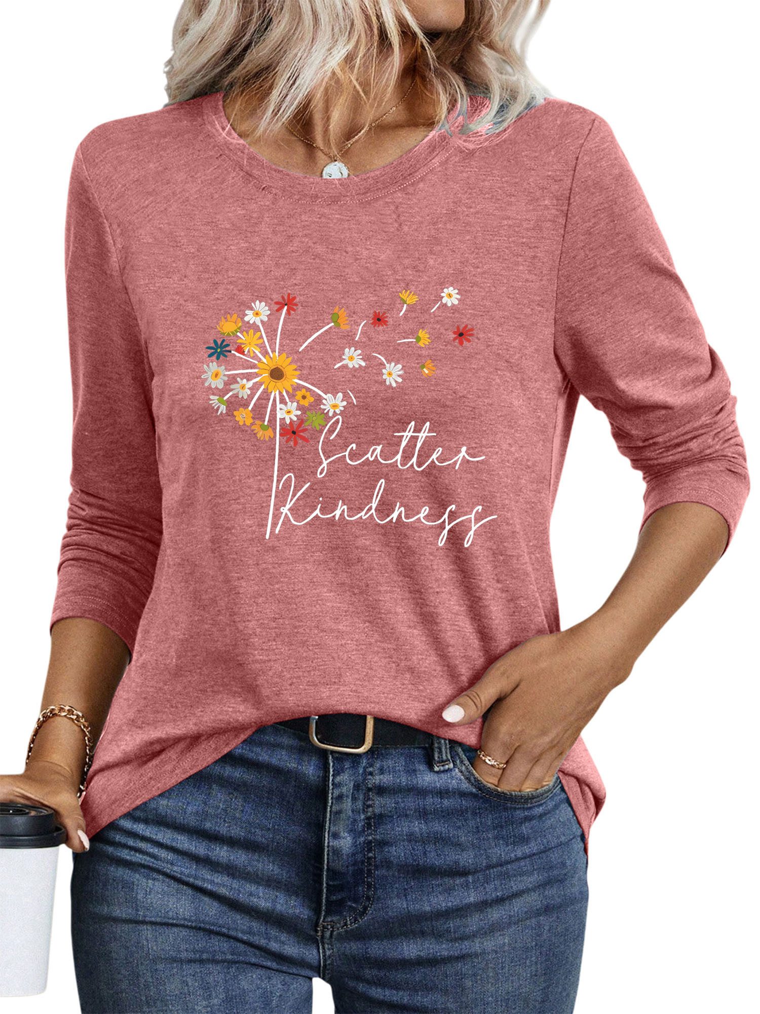 PYLIKE Langarmshirt Bequemes Shirt Damen Langarm Herbst Basic-Shirt mit aus günstig online kaufen