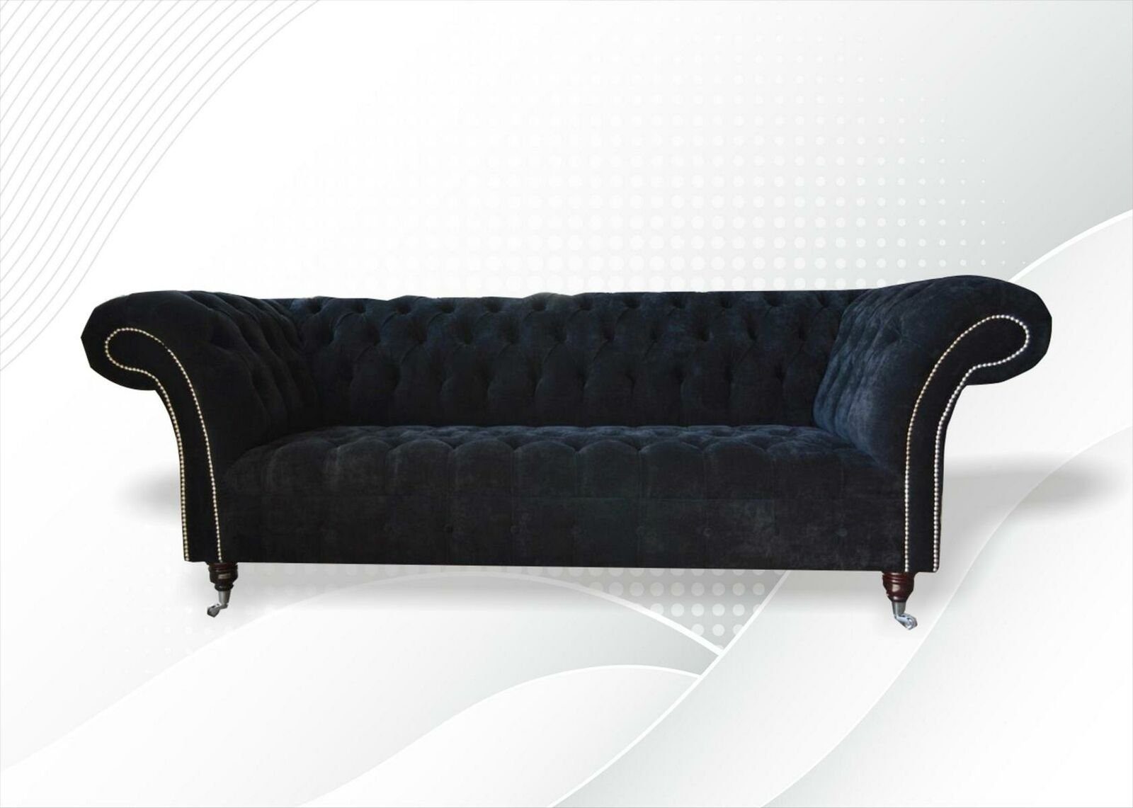 JVmoebel Chesterfield-Sofa Schwarzes Chesterfield Sofa luxus 3-er Couch Mdern Neu, Made in Europe