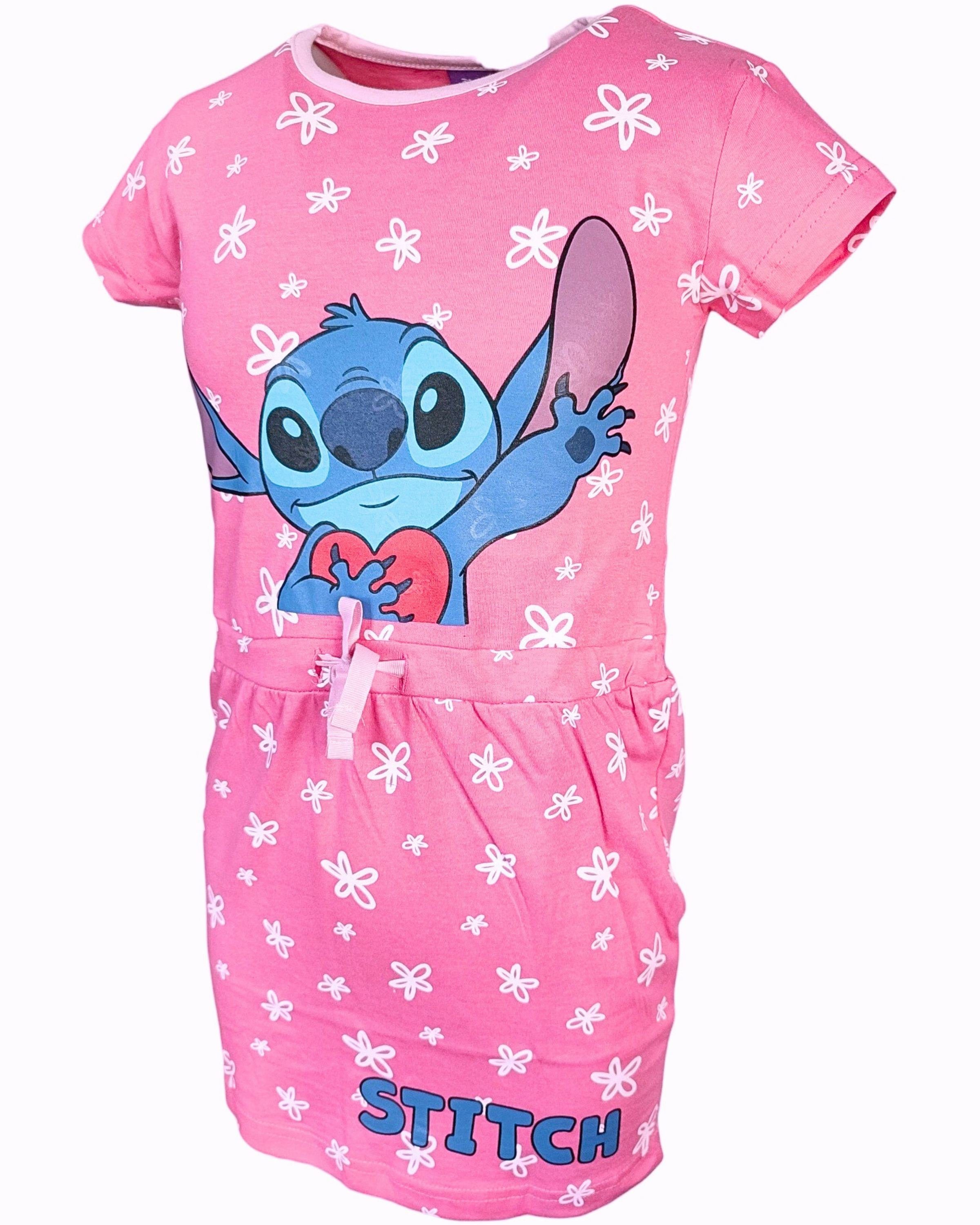 Lilo & Stitch Jerseykleid Mädchen für cm Pink Sommerkleid Gr. 98-128