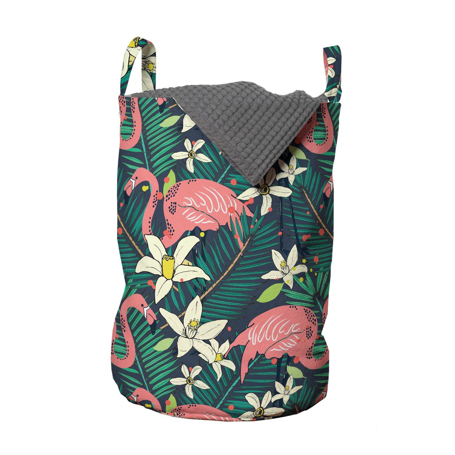 Natur, Abakuhaus mit Wäschesäckchen Flamingo für Wilde Tropic Kordelzugverschluss Griffen Wäschekorb Waschsalons,