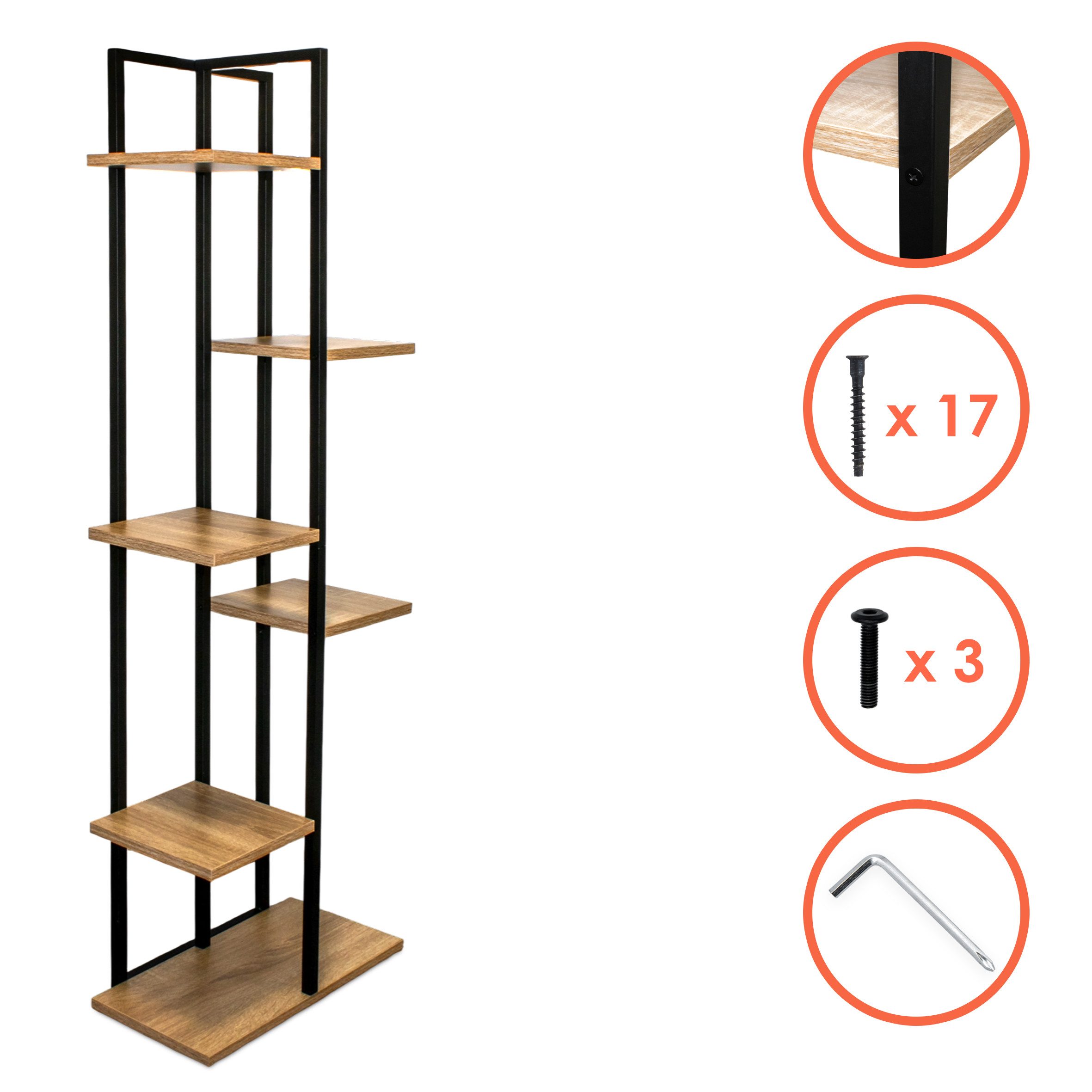 Spetebo Standregal Metall Blumentreppe mit 5 Ablagen - 126 x 40 cm, Anzahl 1-tlg., Vielseitig einsetzbar – Bild 4 von 5