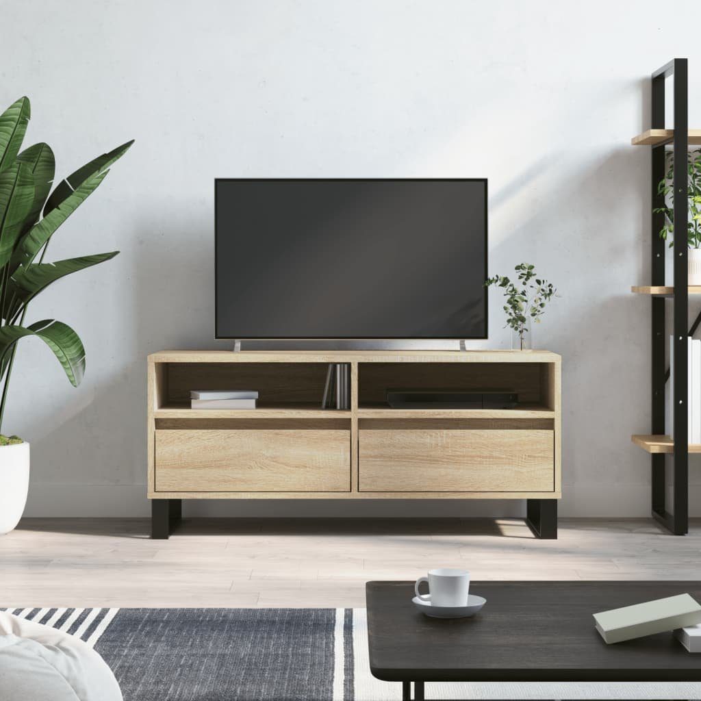 furnicato TV-Schrank Sonoma-Eiche 100x34,5x44,5 cm Holzwerkstoff