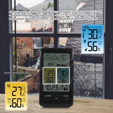 Dekorative Digitaluhr Wetterstation Thermometer Hygrometer Meter Drahtloser Wetterstation (Elektronischer Wecker Tischbarometer Wettervorhersage)
