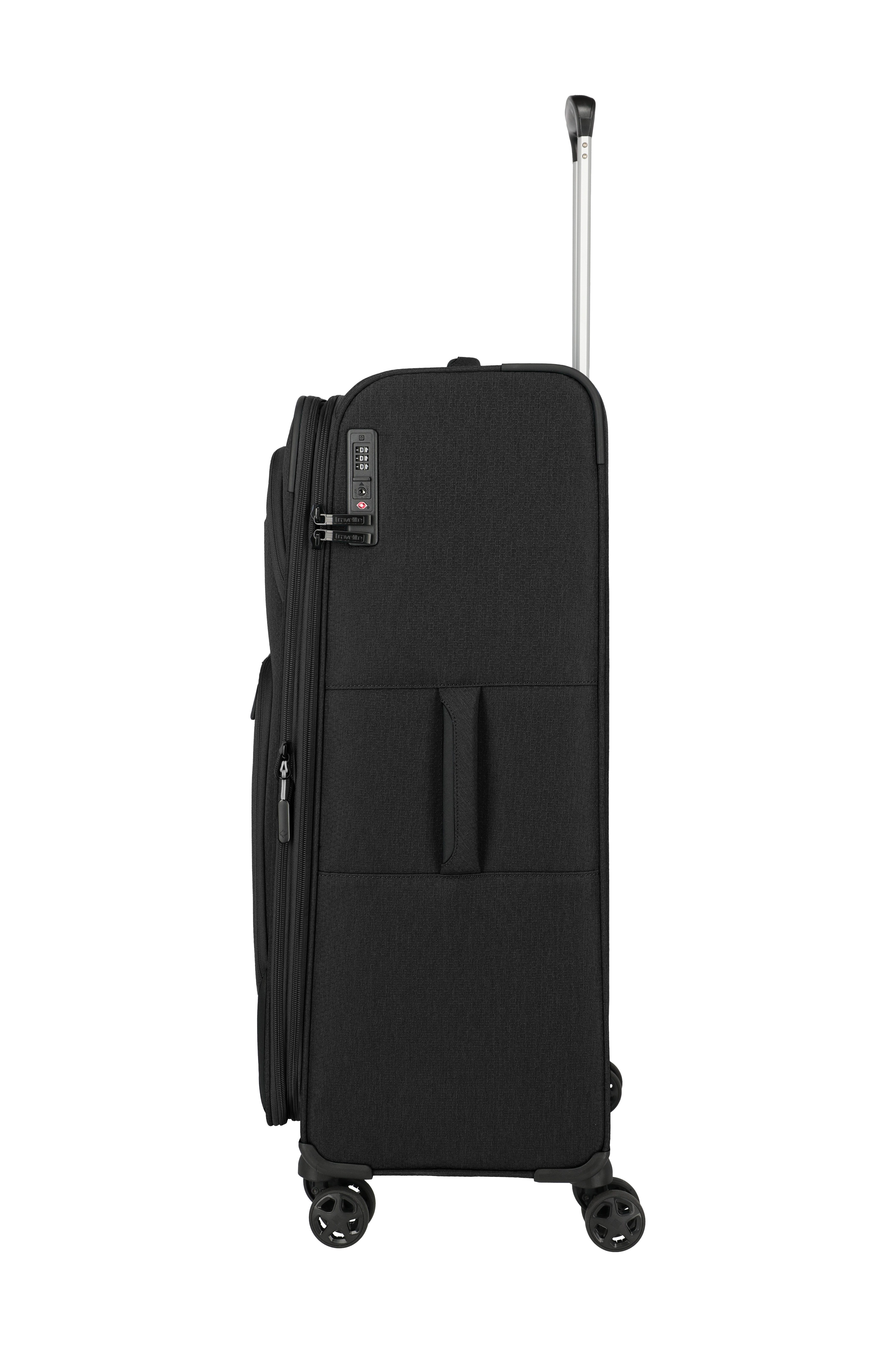 travelite Trolley KICK OFF Reisekoffer, 4 Rollen, 4 Doppelrollen, Außentaschen und Packgurte – leicht und robust