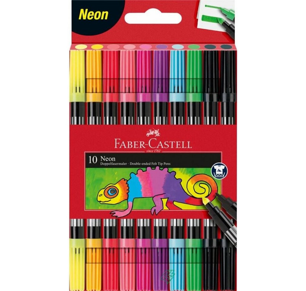 Thumbnail - Faber-Castell Fineliner Fasermaler Dick und Dünn Neonfarben 10er-Etui 151109