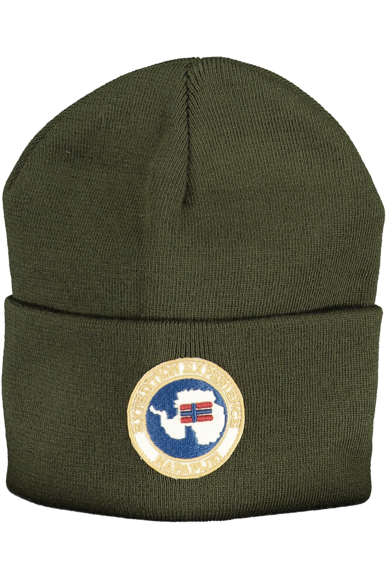 Napapijri Strickmütze Grüne Herrenmütze mit Logo & Applikation - Für Stil & Wärme