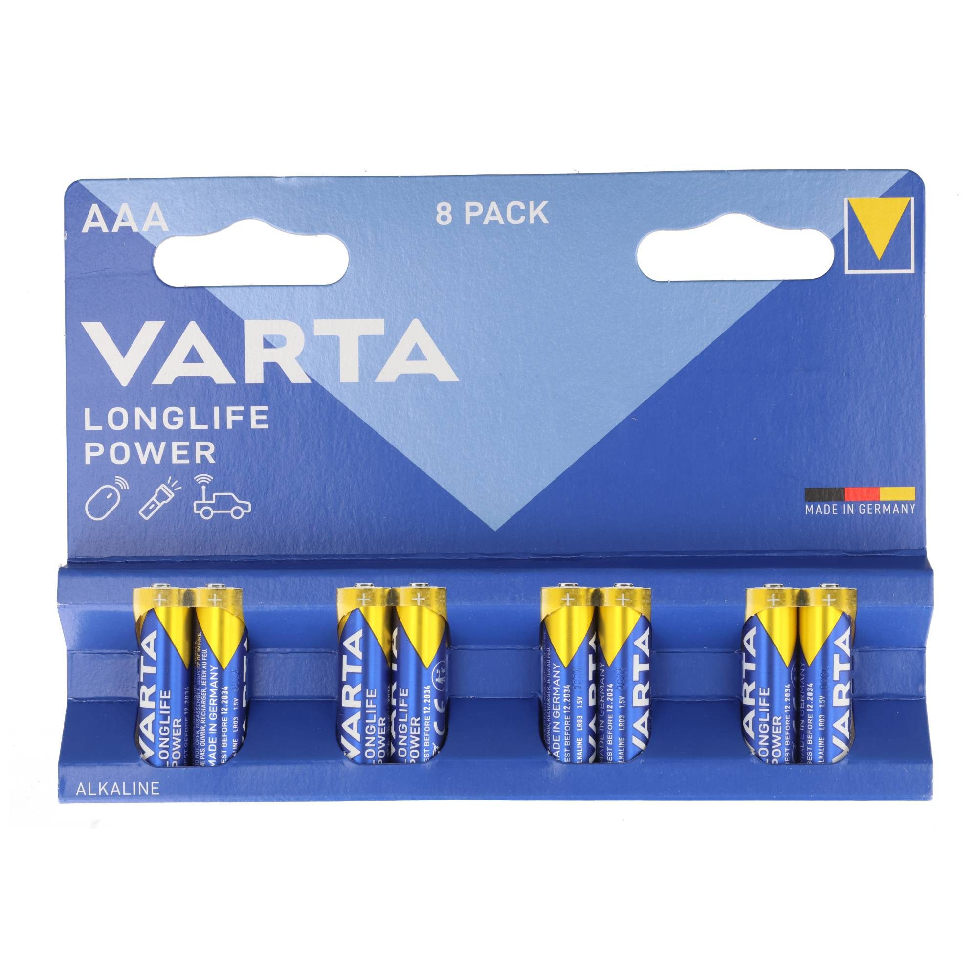 VARTA Varta Batterie Alkaline, Micro, AAA, LR03, 1.5V Longlife Power, Retai Batterie, (1,5 V)