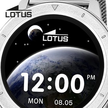 Lotus Multifunktionsuhr Lotus Herrenuhr Edelstahl silber schwarz, (Multifunktionsuhr), Herren Armbanduhr rund, extra groß (ca. 46,9mm), Edelstahl