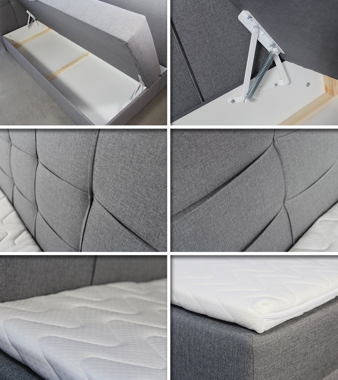 Sofnet Boxbett Best (mit zwei Bettkästen, Bonell-Matratze und Topper), Doppelbett, Polsterbett mit Kopfteil, Boxspringbett